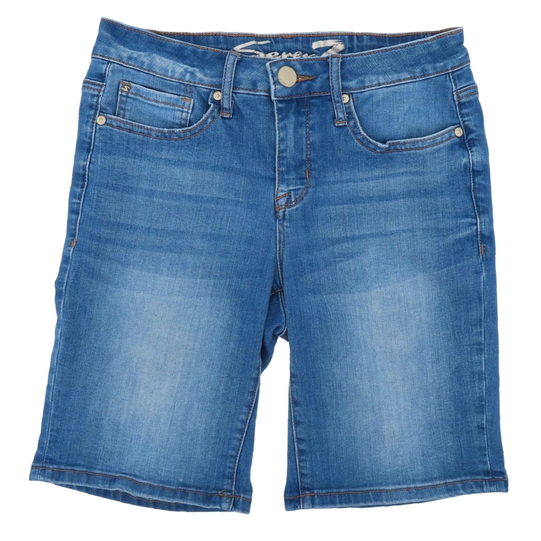 Vintage Seven Bermuda Shorts Denim Blue 4 Women's Regular Pockets 5-Pocket Cotton Blend Size 27" / US 4 / IT 40 - 2 Thumbnail