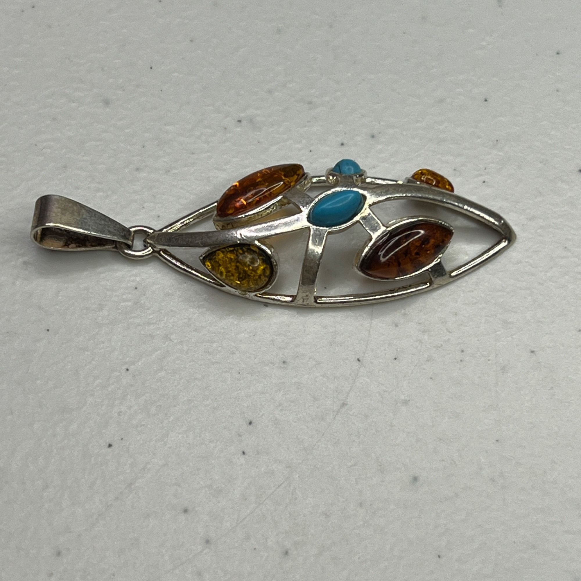 Designer Women's Silver Pendant With Multiple Baltic Amber Stones Size ONE SIZE - 14 Thumbnail