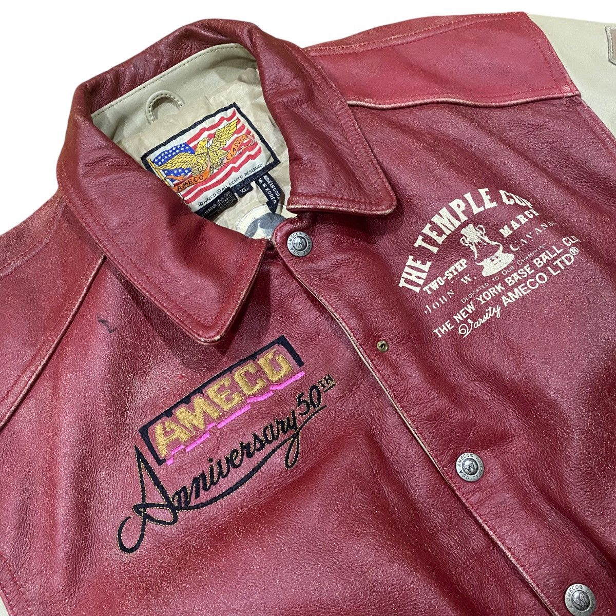 Vintage ☀️Ameco Classic varsity leather jacket Size US L / EU 52-54 / 3 - 5 Thumbnail