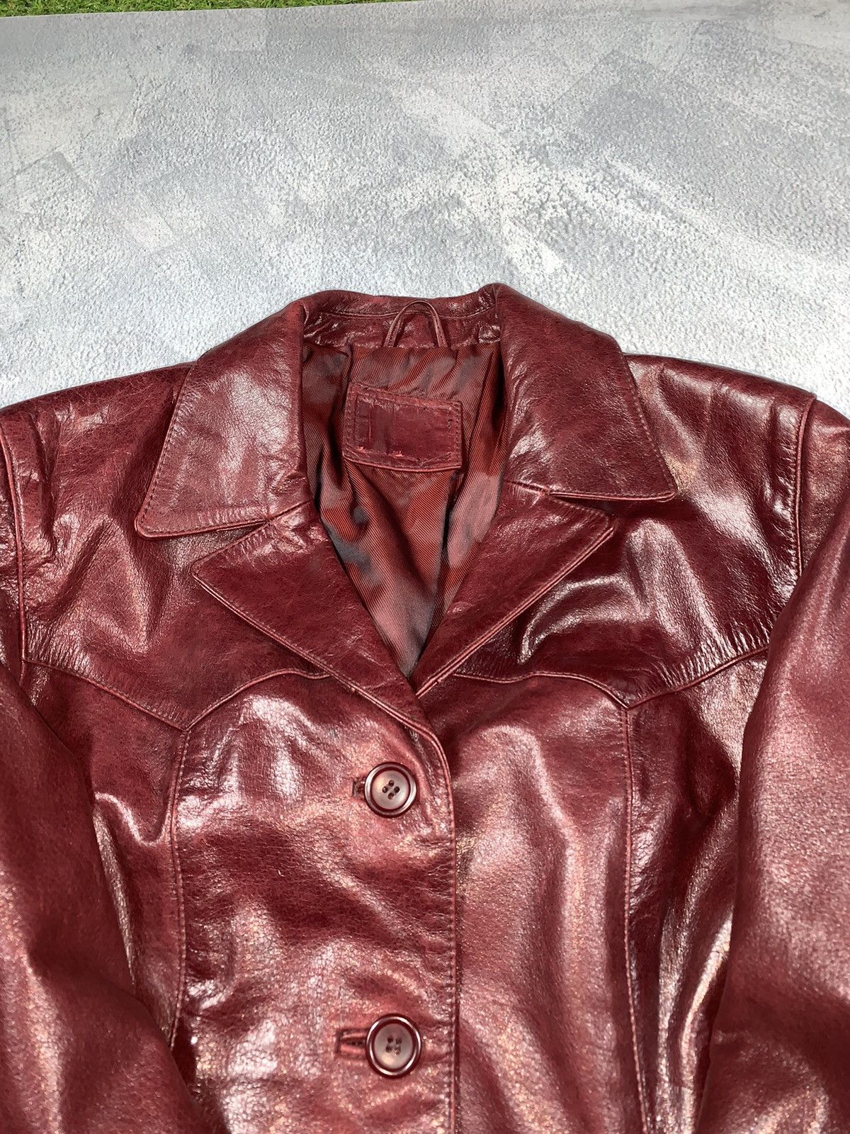 Leather × Vintage Vintage 90s Opium Elongated Leather blazer Jacket size M Size M / US 6-8 / IT 42-44 - 5 Thumbnail