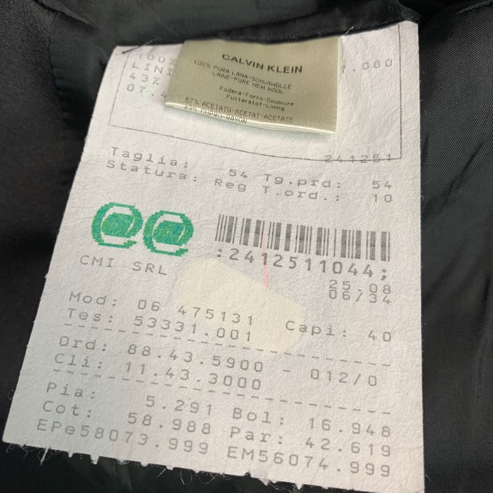 Calvin Klein CALVIN KLEIN COLLECTION Black Wool Notch Lapel Sport Coat Size 44R - 7 Thumbnail