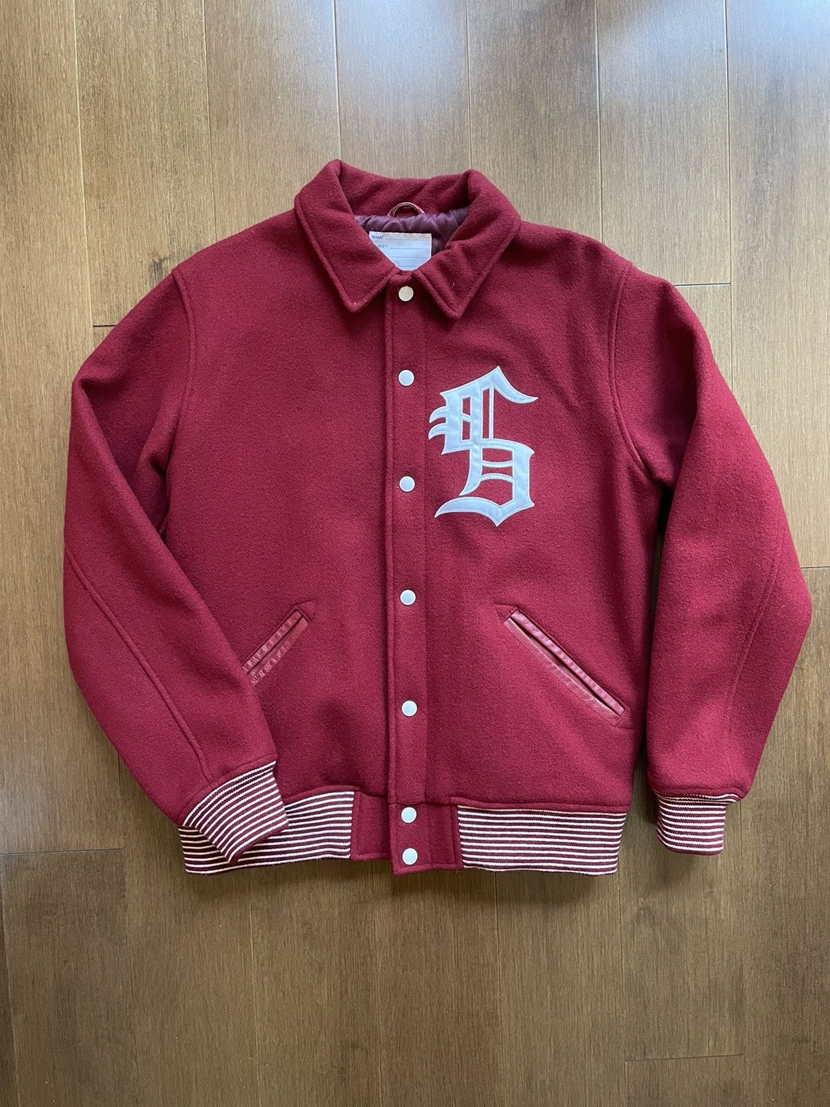 image of Supreme Thrill Of Victory Varsity Jacket in Burgandy, Men's (Size Medium)