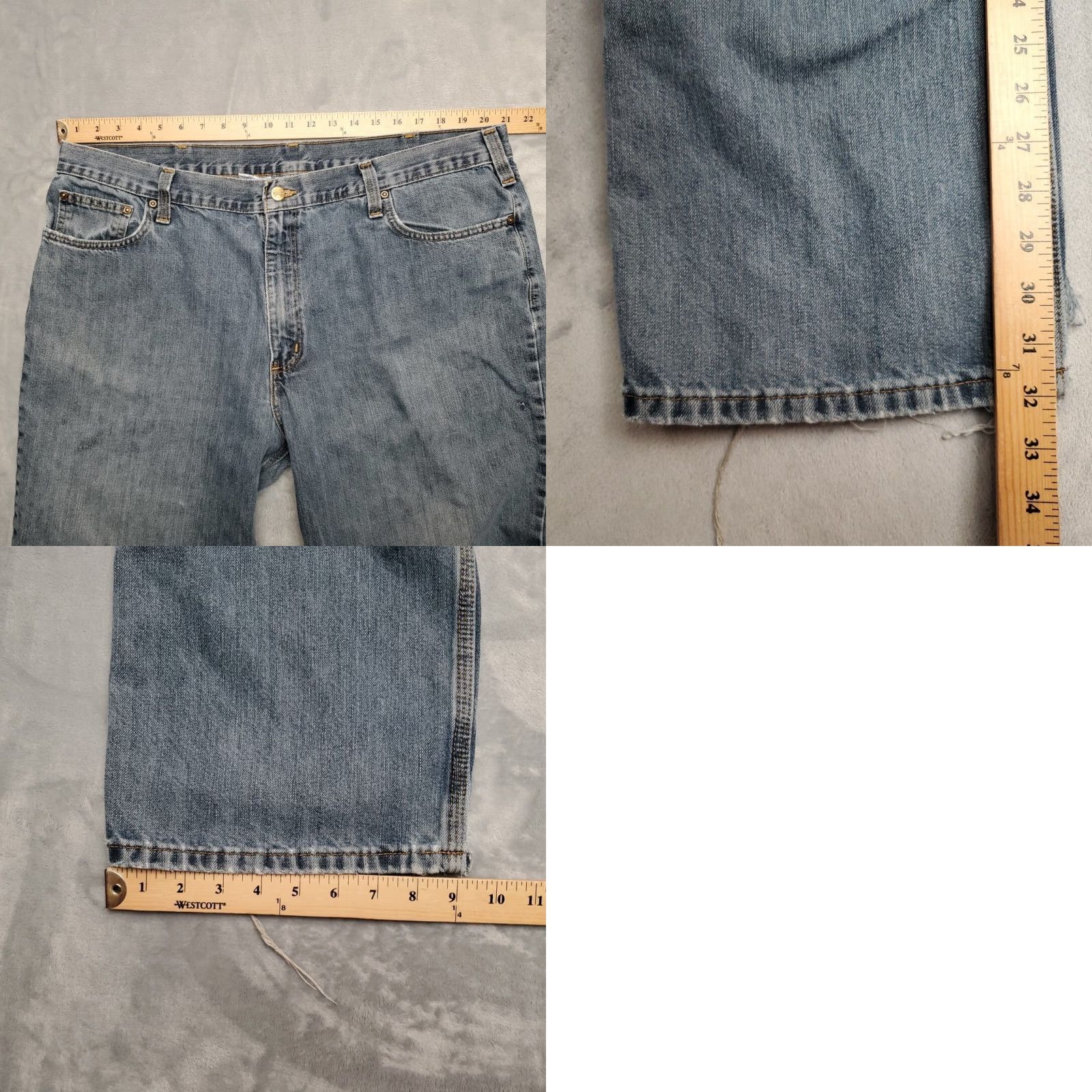Carhartt Carhartt Jeans Men 42x34 Blue Denim Straight Leg Relaxed Fit 101483 Workwear 5-Pocket Denim Pull-On Zip Logo Belt Loops Mens Size US 42 / EU 58 - 9 Thumbnail