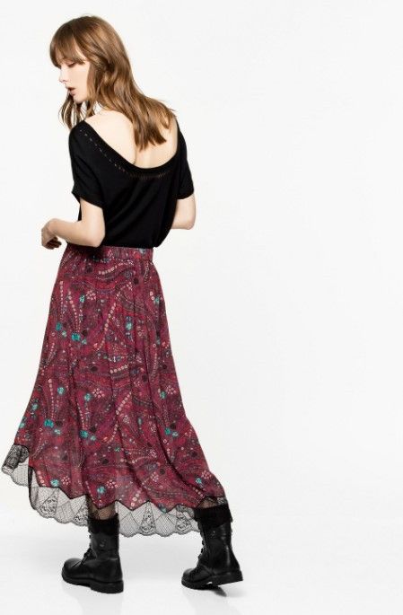 Zadig & Voltaire ZADIG & VOLTAIRE Joslin Psyche lace trim skirt. Size 40 Size 34" / US 12 / IT 48 - 1 Thumbnail