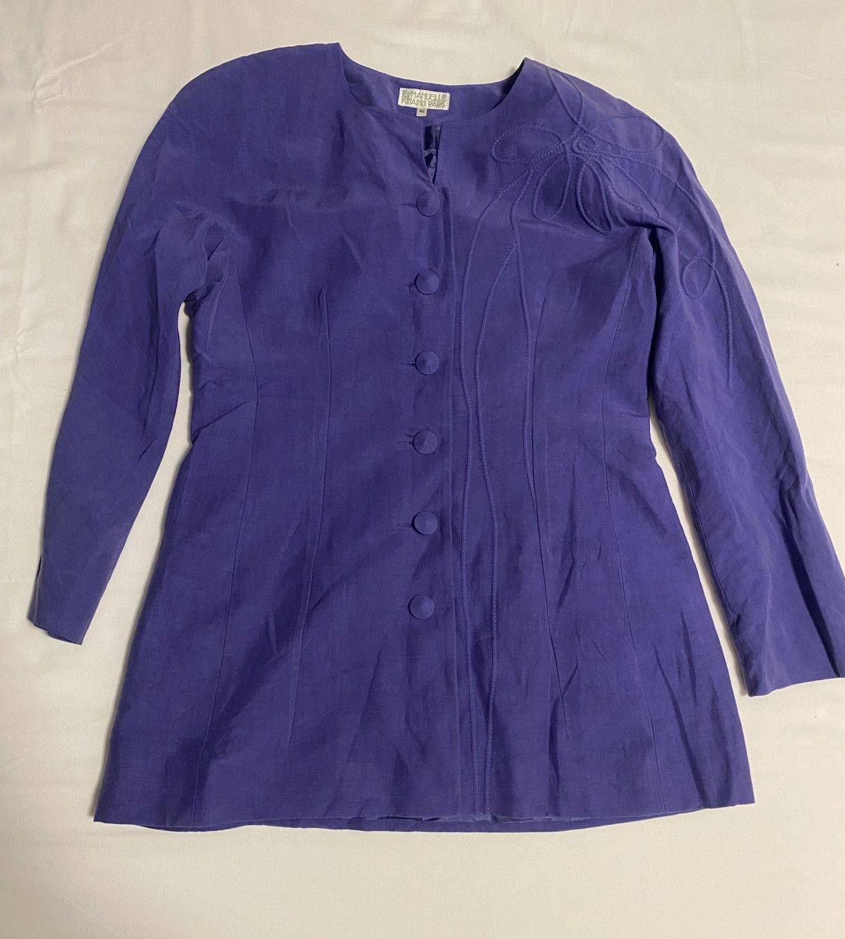 Designer × Emmanuelle Khanh × Vintage Emmanuelle Khanh Paris vintage silk linen jacket blazer Size M / US 6-8 / IT 42-44 - 1 Thumbnail