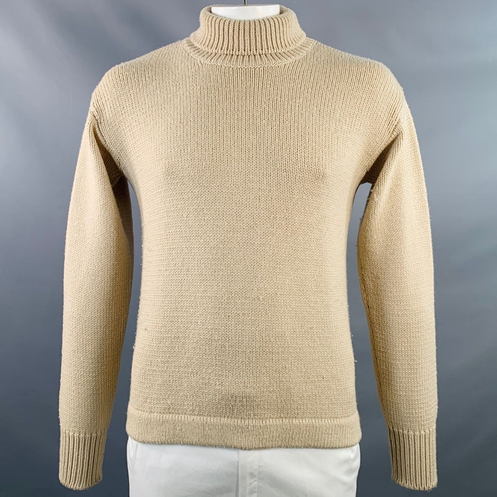 GRP GRP Size L Beige Knit Merino Wool Turtleneck Sweater Size US L / EU 52-54 / 3 - 1 Thumbnail