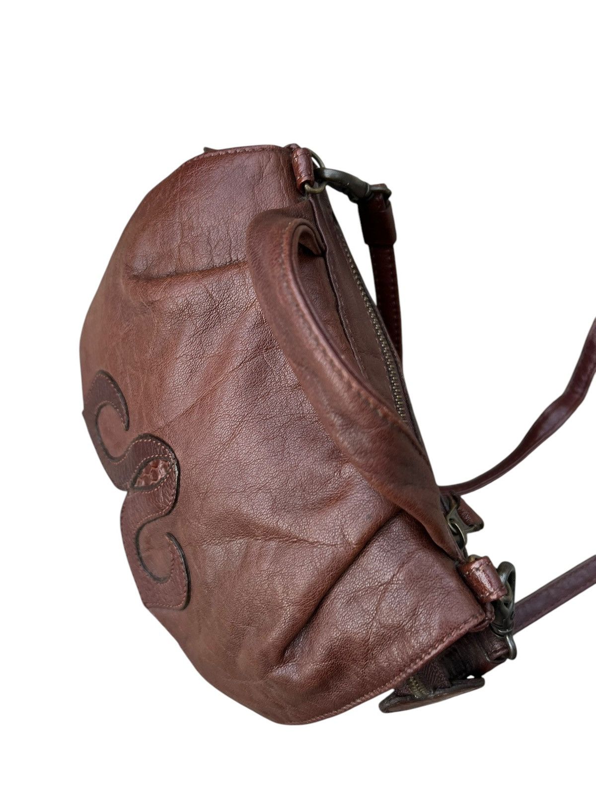 Leather Vintage IBIZA Japan Faded Patina Leather Mini Bag Size ONE SIZE - 19 Thumbnail