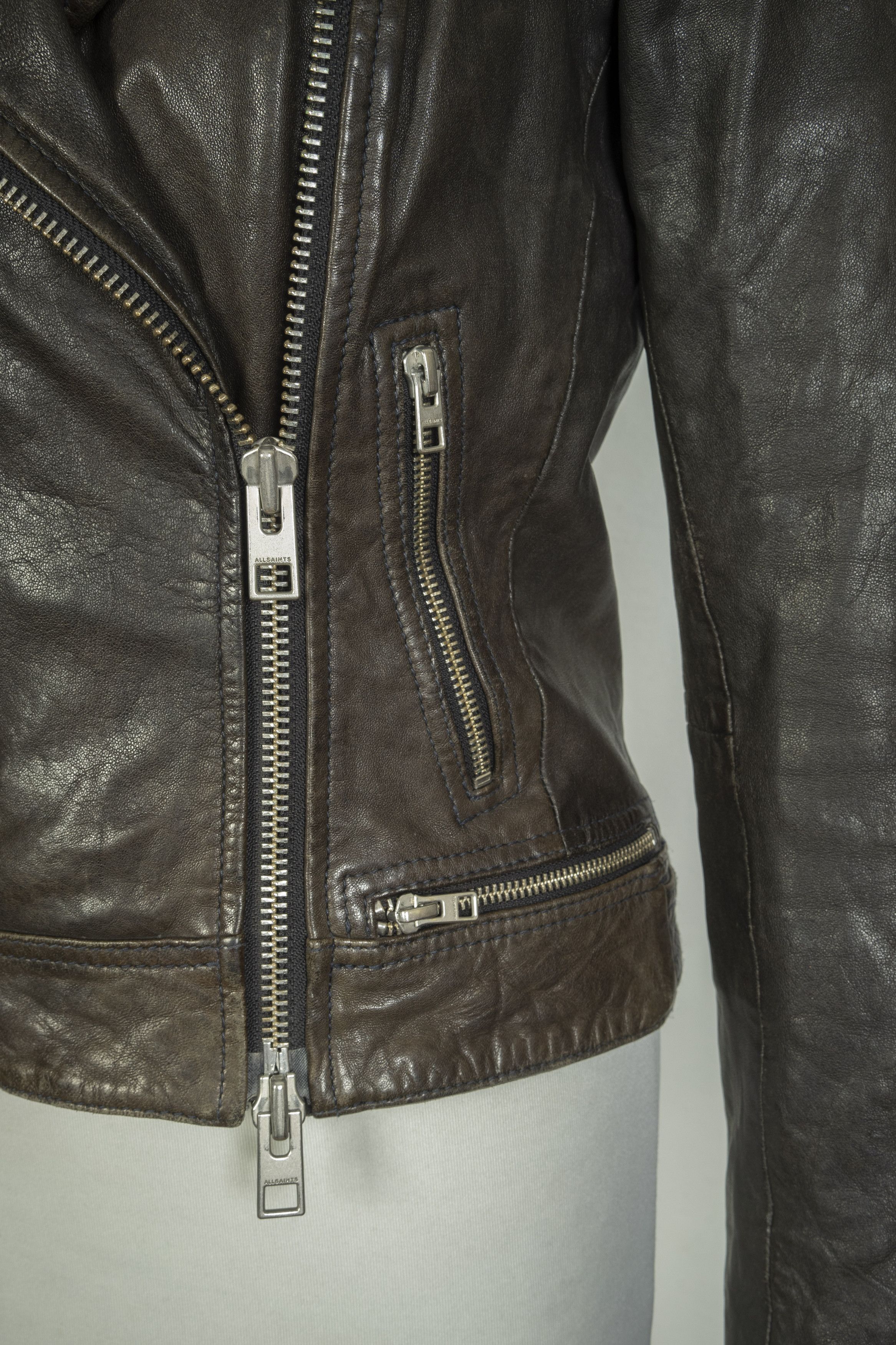 Allsaints All Saints Asymmetric Zip Leather Jacket Size S / US 4 / IT 40 - 6 Thumbnail