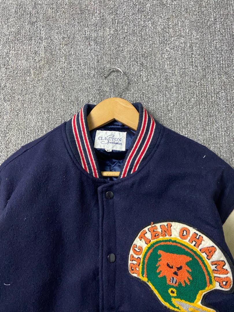 Japanese Brand Clacton Sportswear Varsity Jacket with Leather Sleeve (202) Size US M / EU 48-50 / 2 - 10 Thumbnail