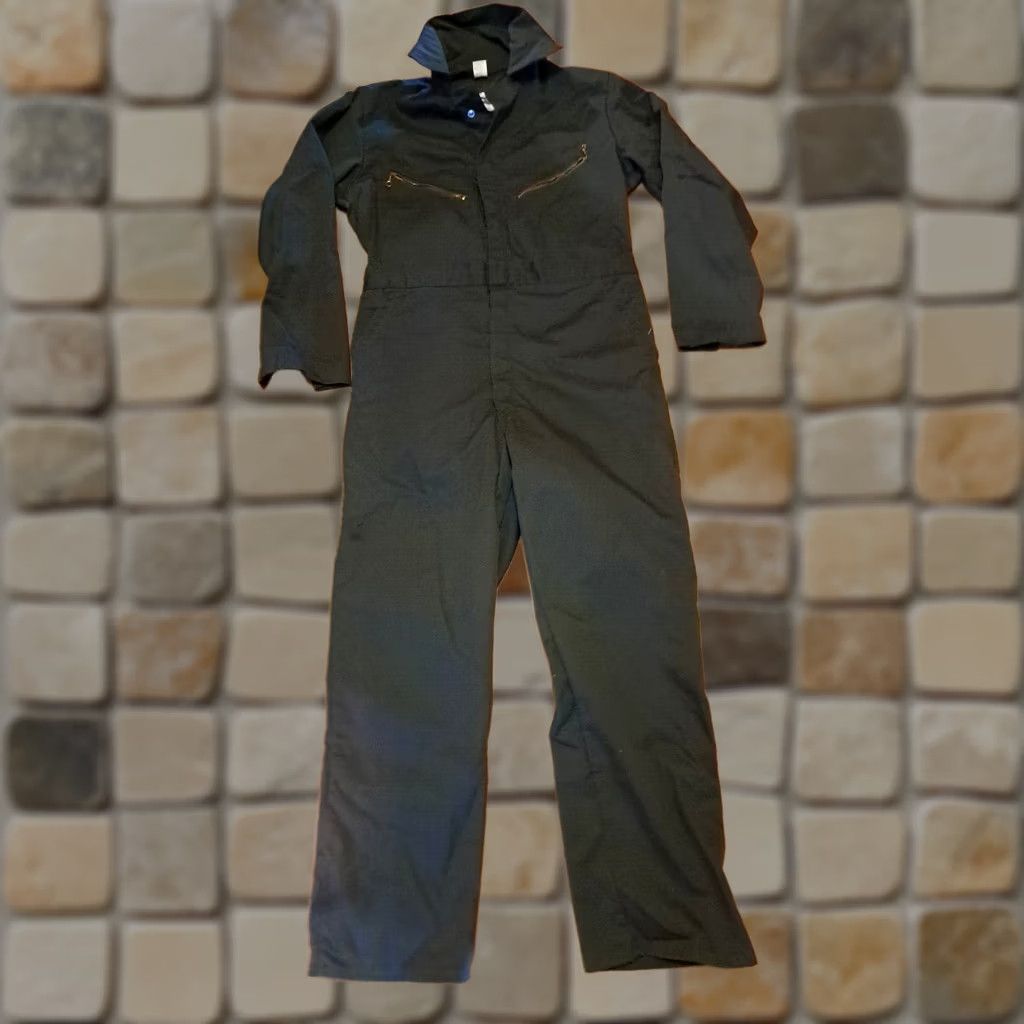 Vintage Big Smith USA made Canvas Coveralls Green Medium Pockets Ring Zipper Shop EUC Size ONE SIZE - 1 Thumbnail