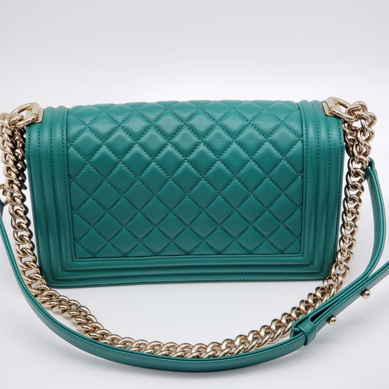 Chanel Authentic CHANEL Boy Green Leather Shoulder Bag 2650-080524 Size ONE SIZE - 3 Thumbnail