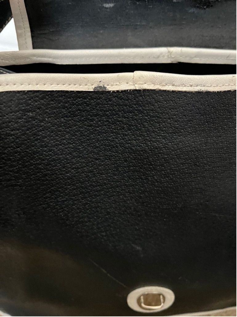 Vintage I magnin blue white leather front flap shoulder bag