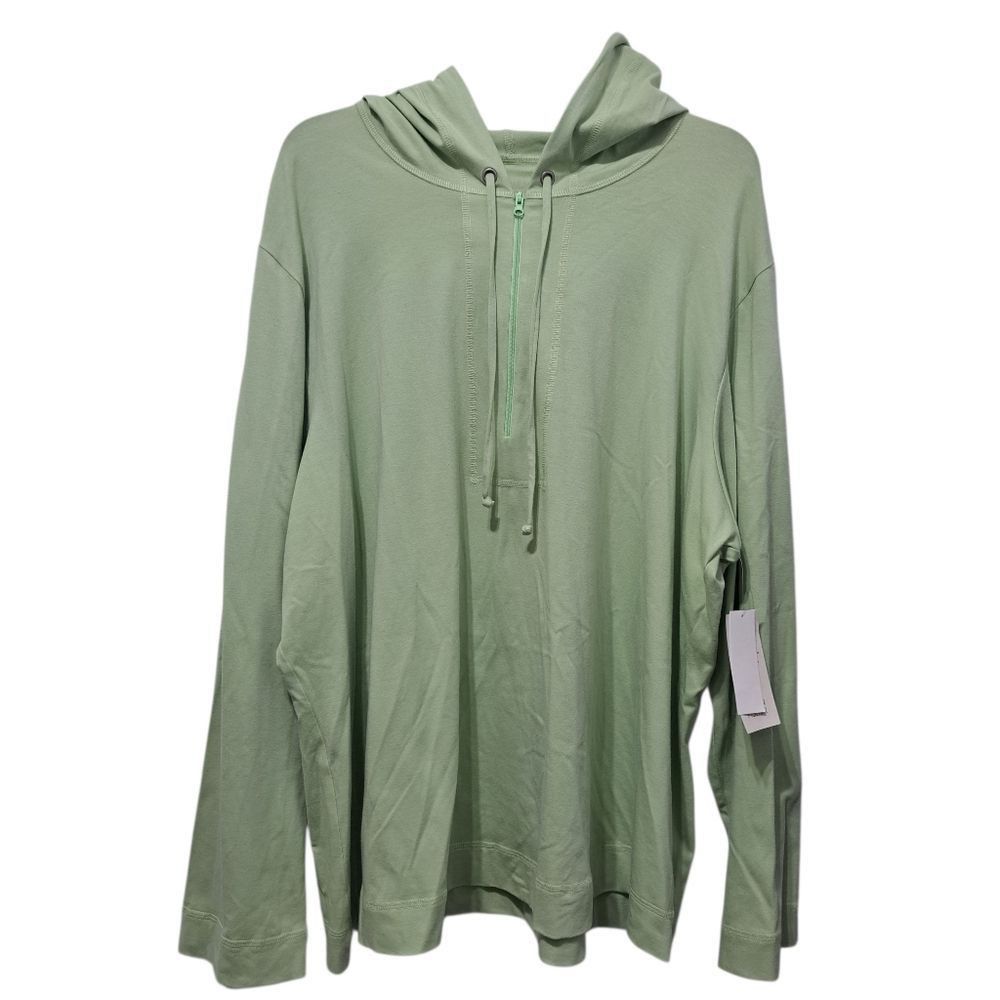 Eileen Fisher Eileen Fisher Organic Cotton Stretch Jersey 1/4 Zip Hooded Top Sweater Aloe 3X Size 4XL / US 24-26 - 3 Thumbnail