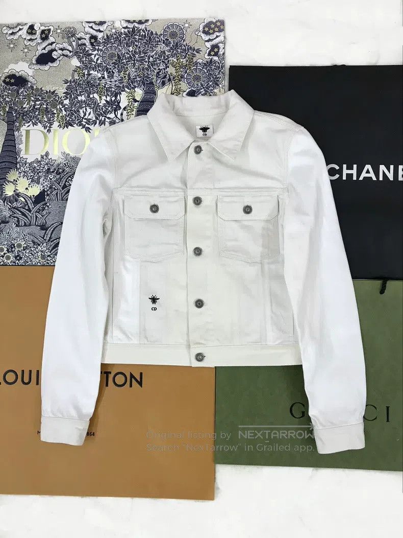 Dior Dior White and beige bee denim jacket Size XS / US 0-2 / IT 36-38 - 1 Thumbnail