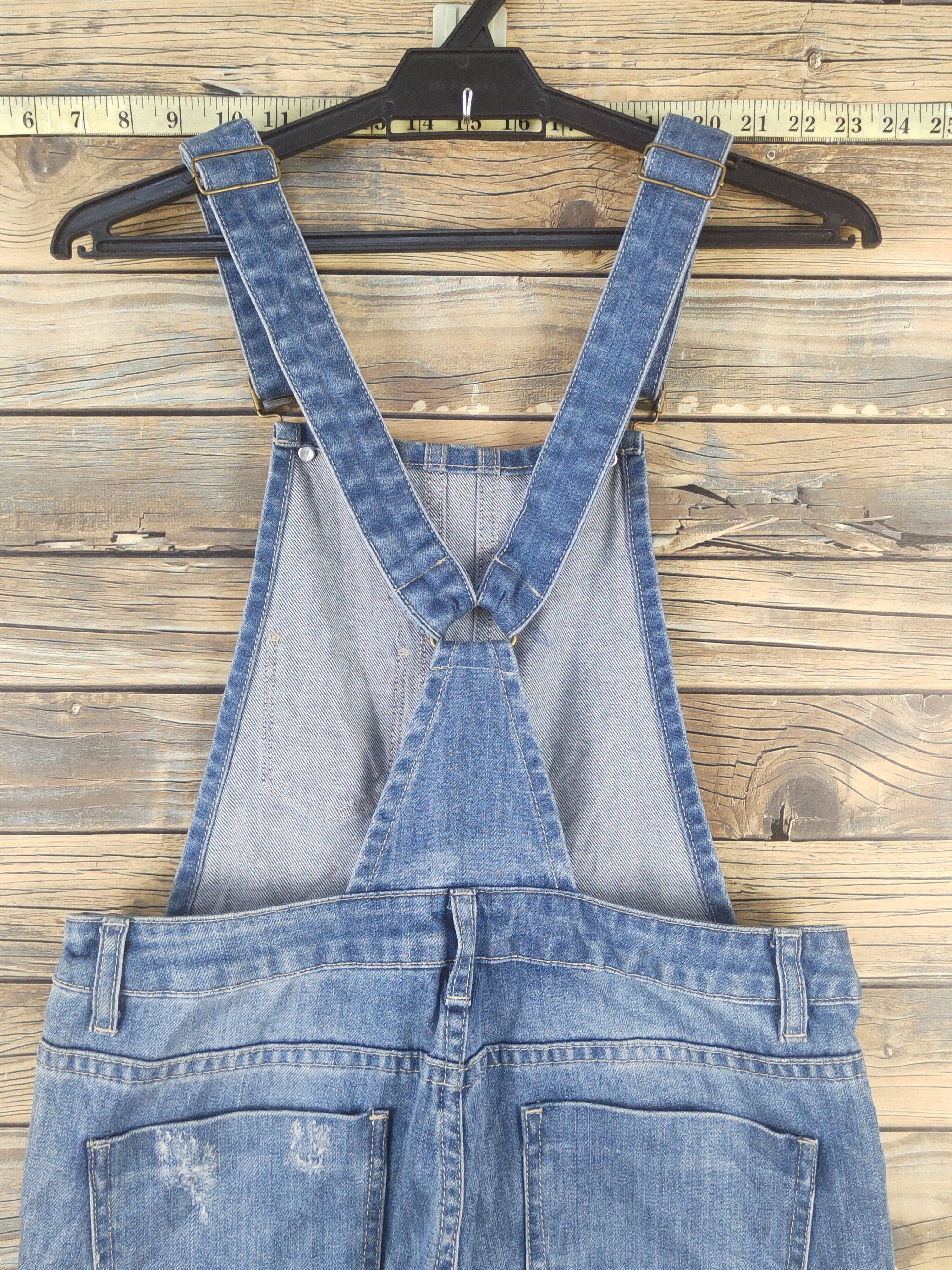 Japanese Brand × Vintage Vintage by Q's Blue Distressed Denim Jumpsuits Size 31" - 11 Thumbnail