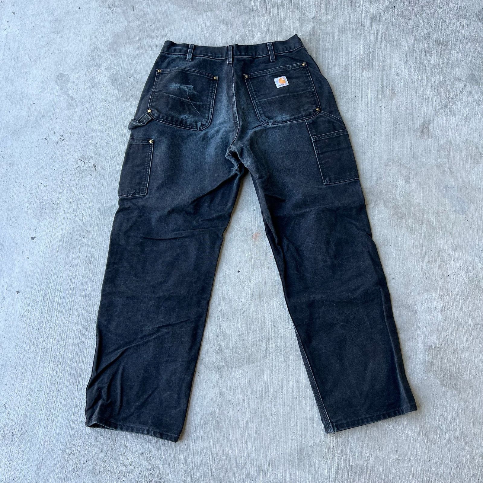 Carhartt × Vintage Carhartt faded black double knee work wear carpenter pants Size US 31 - 5 Thumbnail