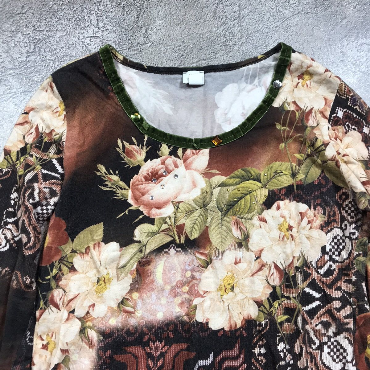 Vintage Vintage 90s Y2K All Over Print Floral Longsleeve Streetwear Size L / US 10 / IT 46 - 2 Thumbnail