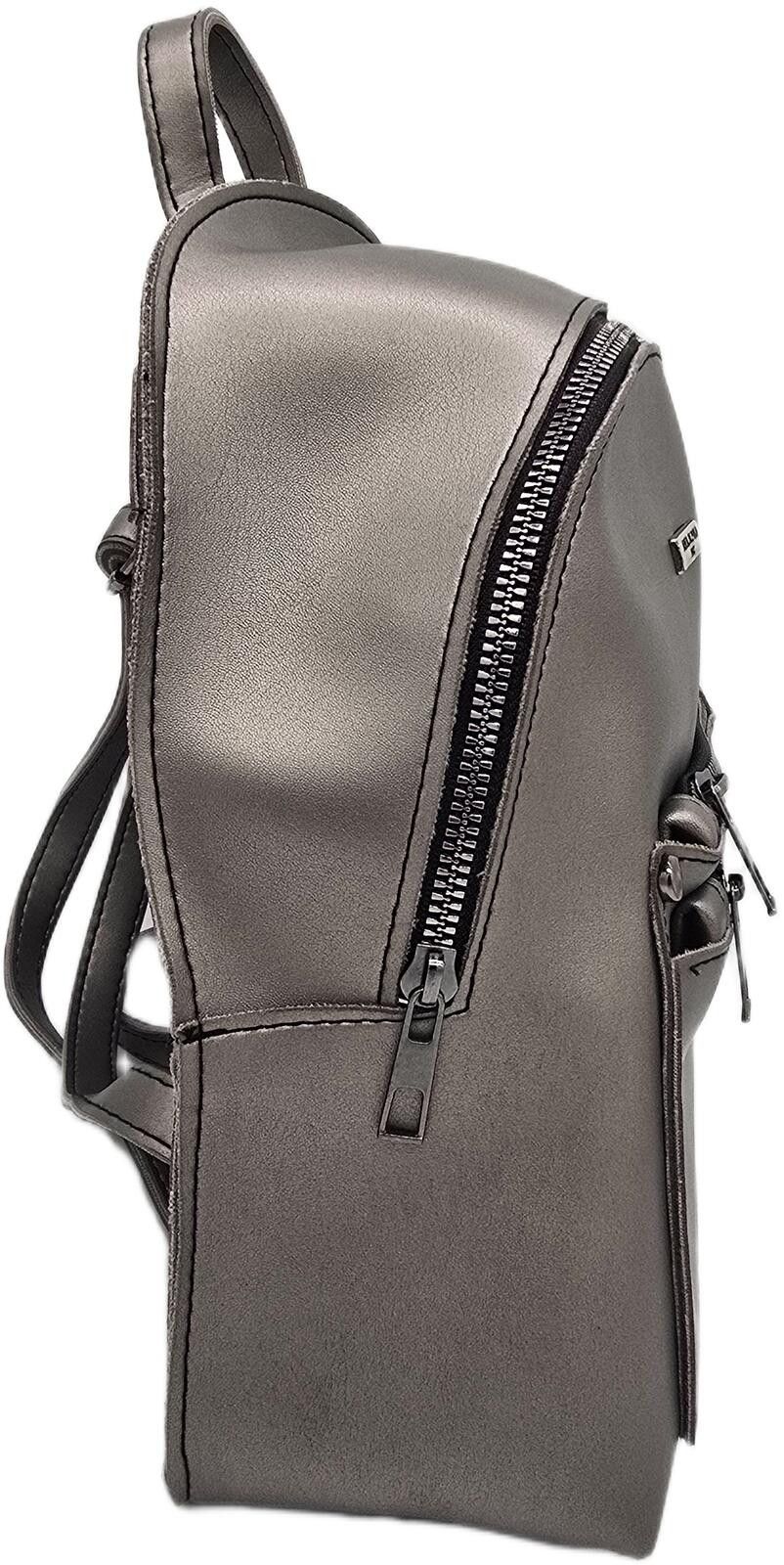 Other Sleek Gray Elegant Compact Faux Leather Finish Backpack Size ONE SIZE - 3 Thumbnail