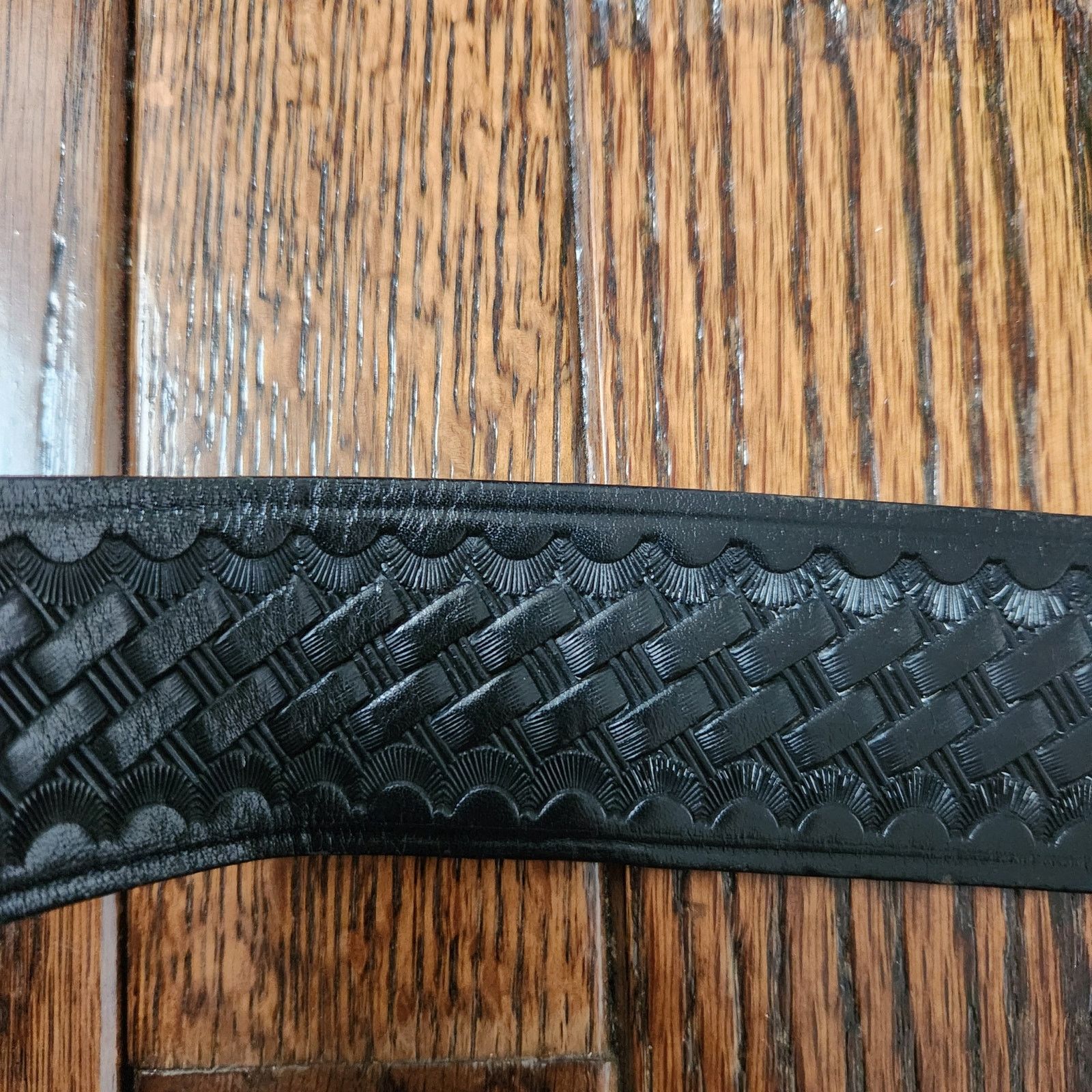 Other Jay-Pee Vintage Embossed Leather Basketweave Belt Black 36 Size 36 - 5 Thumbnail