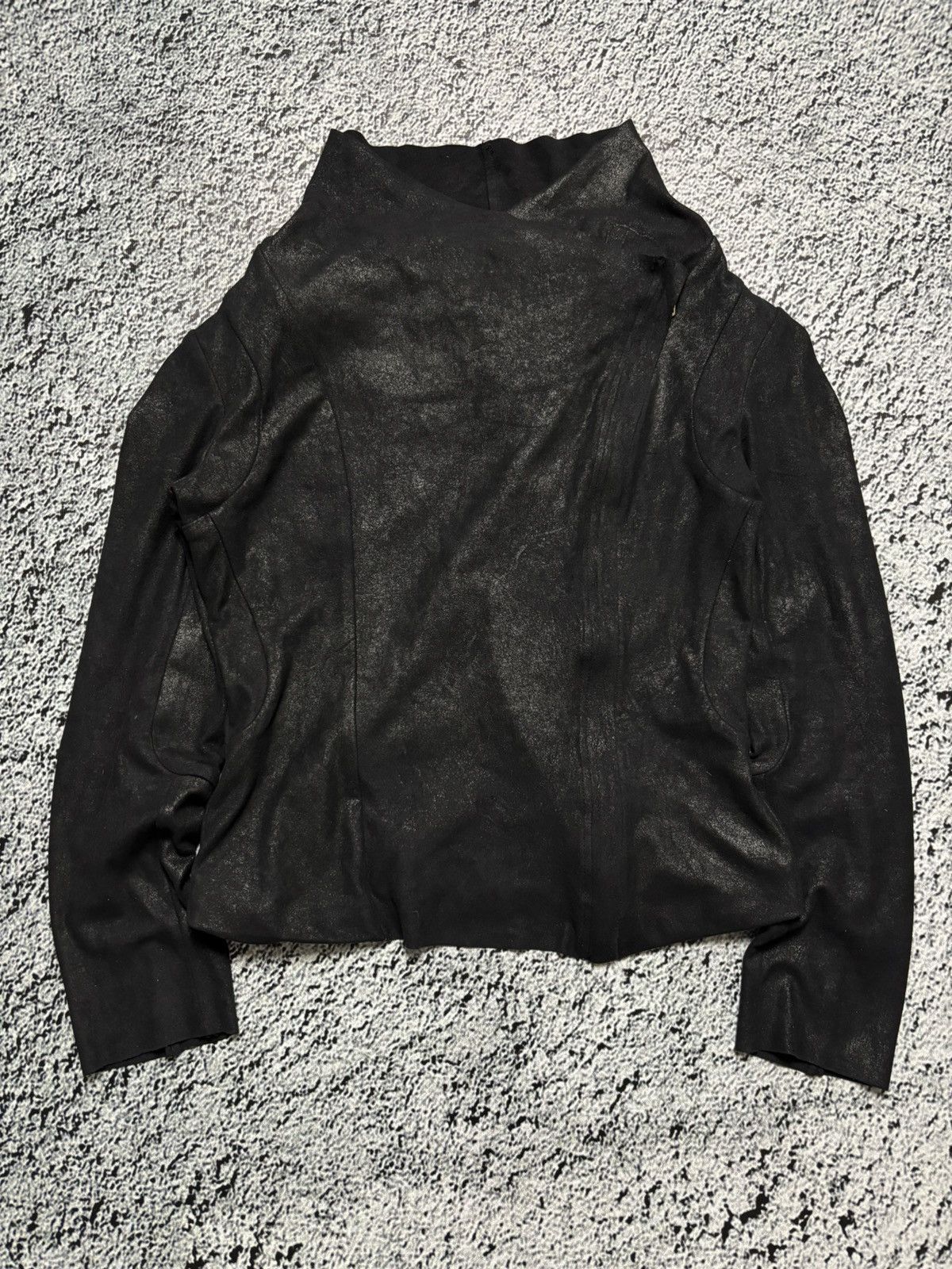 Japanese Brand × Vintage × Zara Avant garde leather jacket asymmetrical zip Size L / US 10 / IT 46 - 1 Thumbnail
