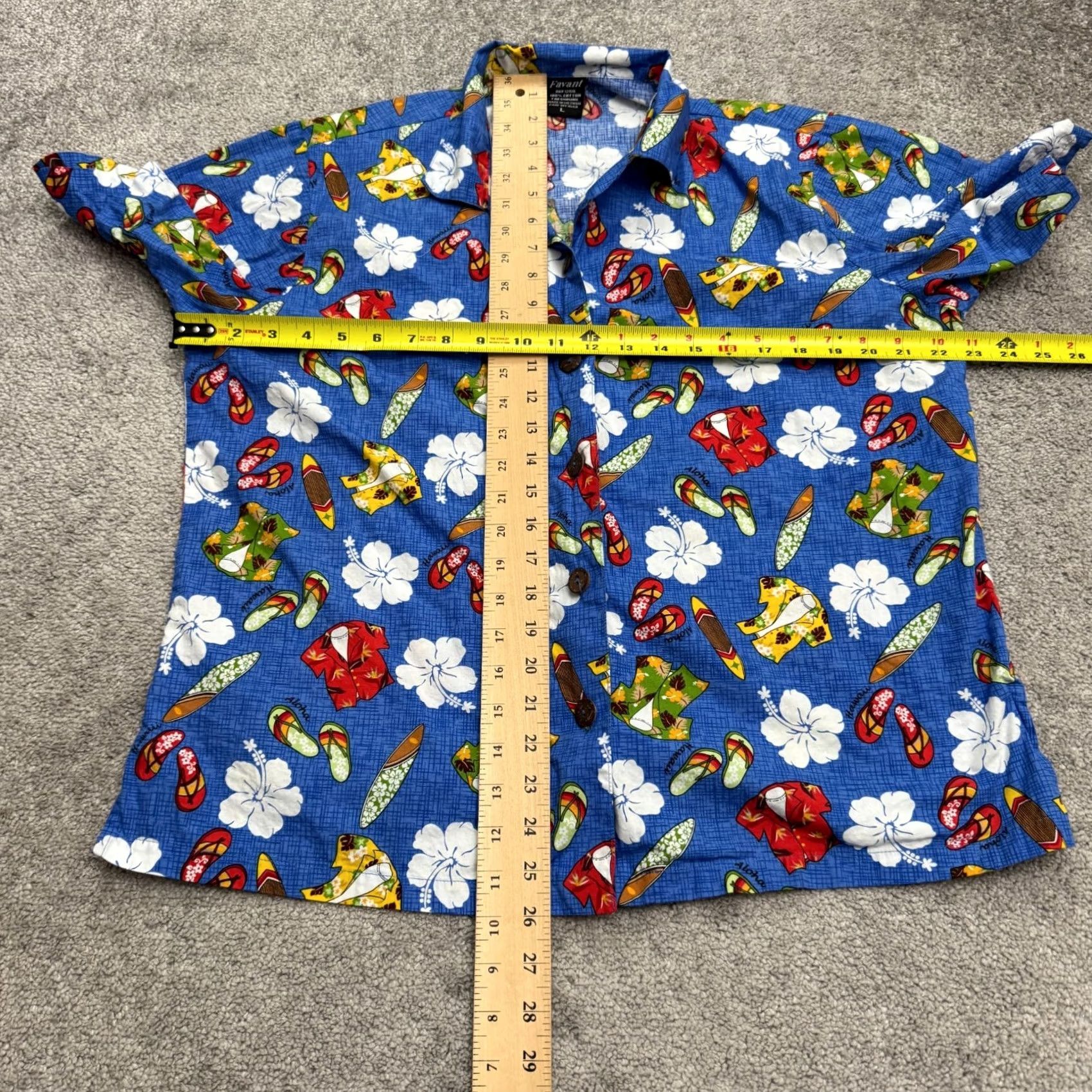 Vintage Favant Button-Up Shirt Mens Large Blue Surfboard Hibiscus Cotton Top Shirt Size US L / EU 52-54 / 3 - 7 Thumbnail