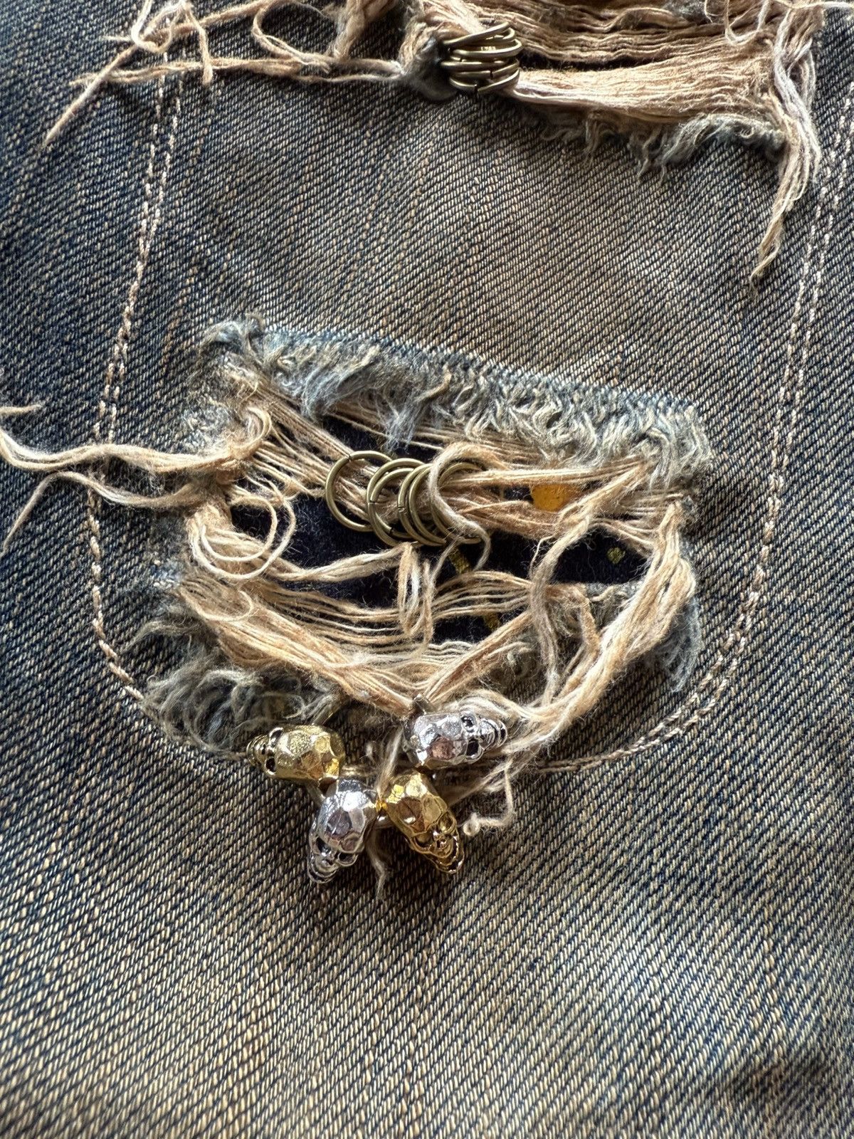 If Six Was Nine Rare Edwin 535 Pierced & Studs Heavy Mud Wash Flared Jeans Size US 32 / EU 48 - 6 Thumbnail