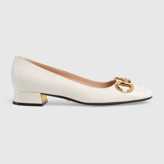 Gucci o1s1wg110225 Horsebit Flats in White Size US 8.5 / IT 38.5 - 1 Thumbnail