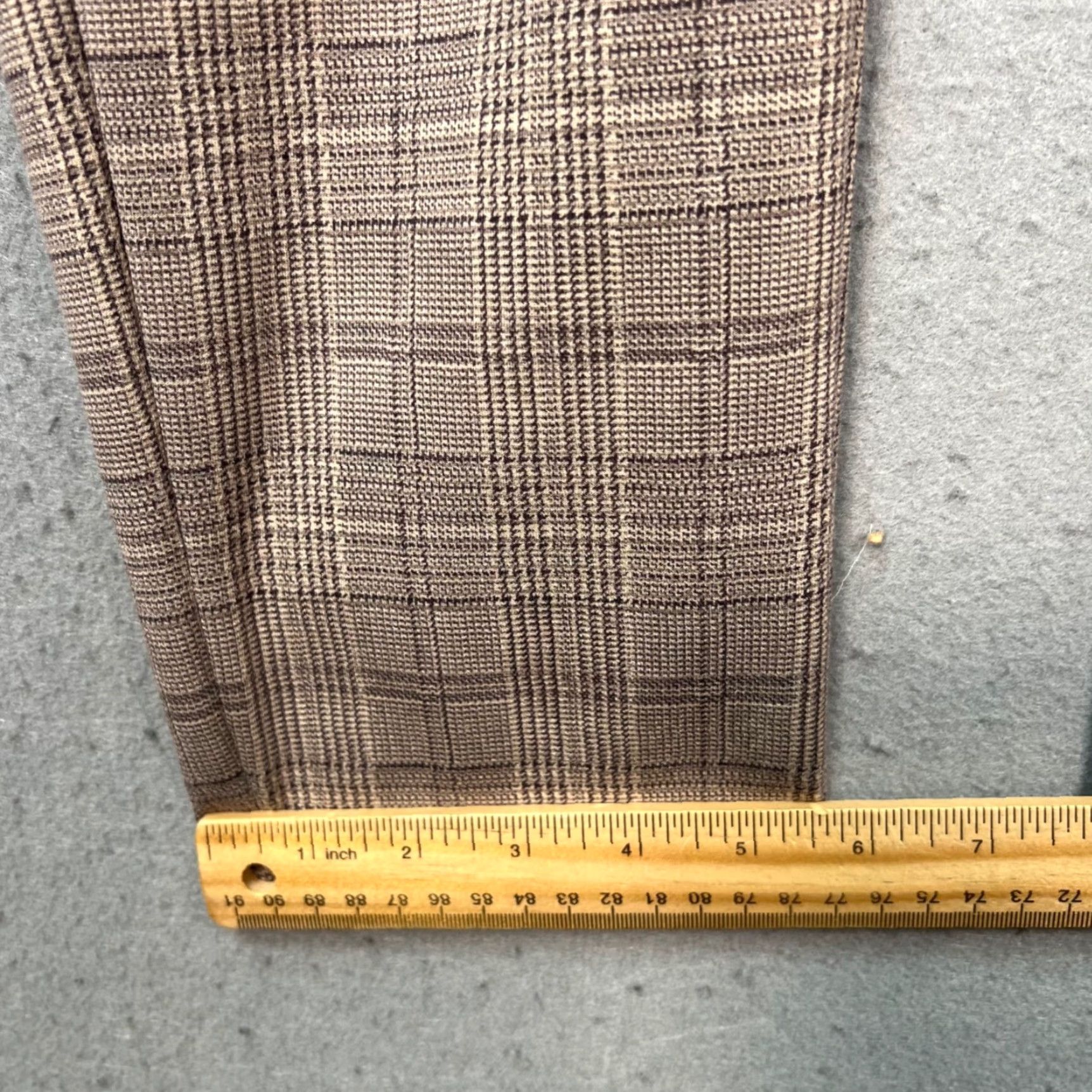Zara Zara Womens Size Large Tan Plaid High Waisted Tapered Trousers Stretch Pants Dress Pants Size 36" / US 14 / IT 50 - 7 Thumbnail