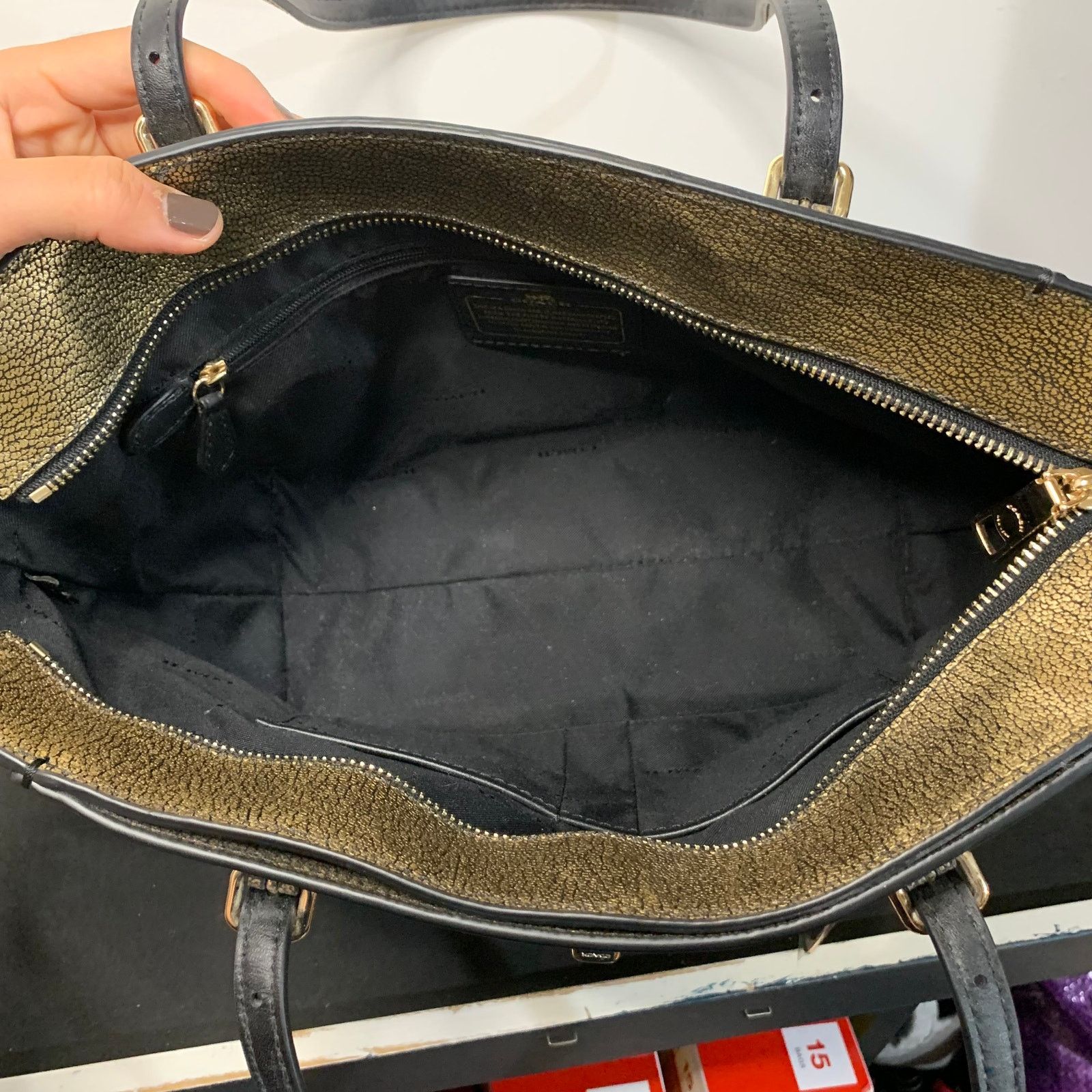 Coach Coach Gold Metallic Turnlock Tote Size ONE SIZE - 3 Thumbnail