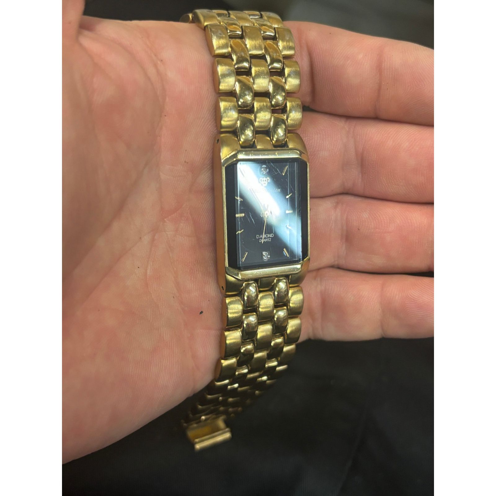 (B).Stroy Jueles Jurgensen Beveled Bezel Gold Tone Mens Watch! Size ONE SIZE - 5 Thumbnail