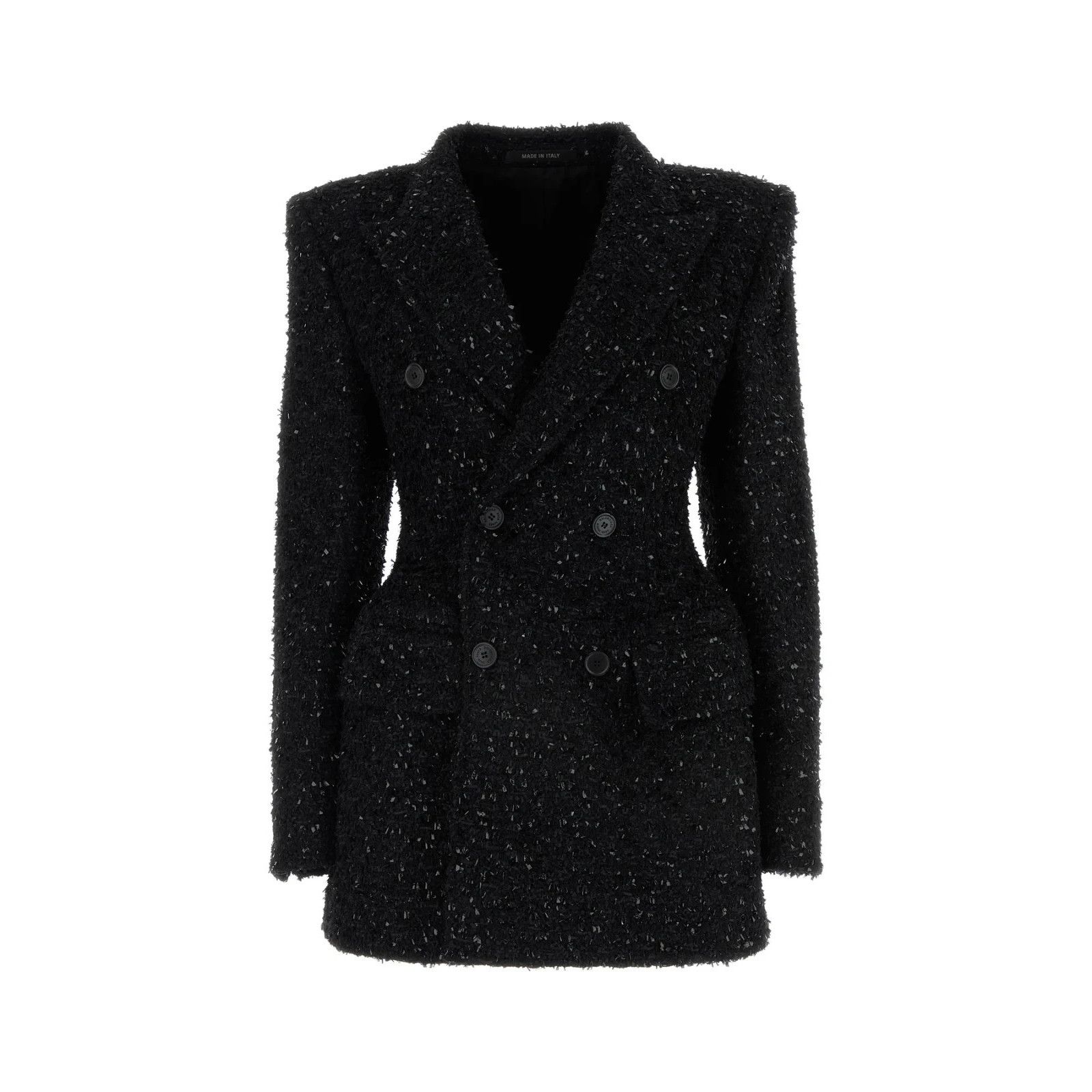 BALENCIAGA Hourglass Black Boucle Oversize Blazer Jacket New