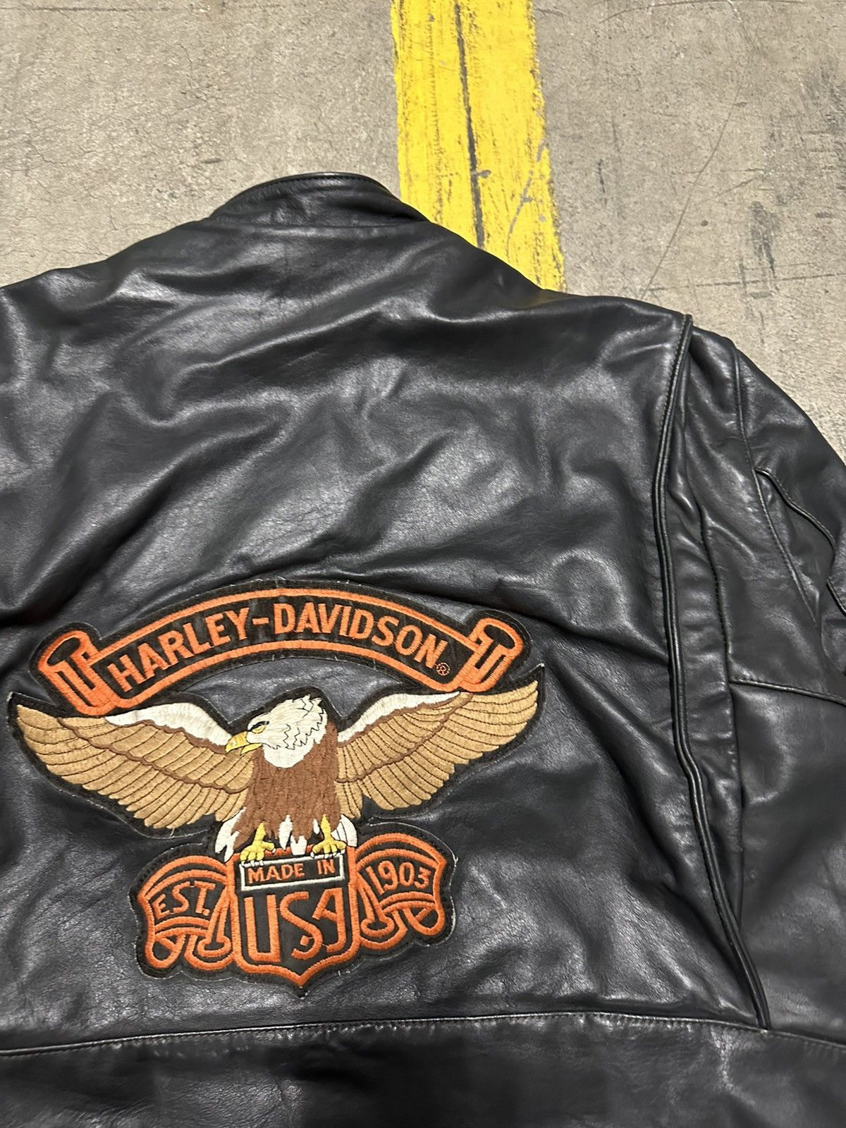 Harley Davidson × Vintage Vintage leather Harley patch biker jacket Size US XL / EU 56 / 4 - 5 Thumbnail