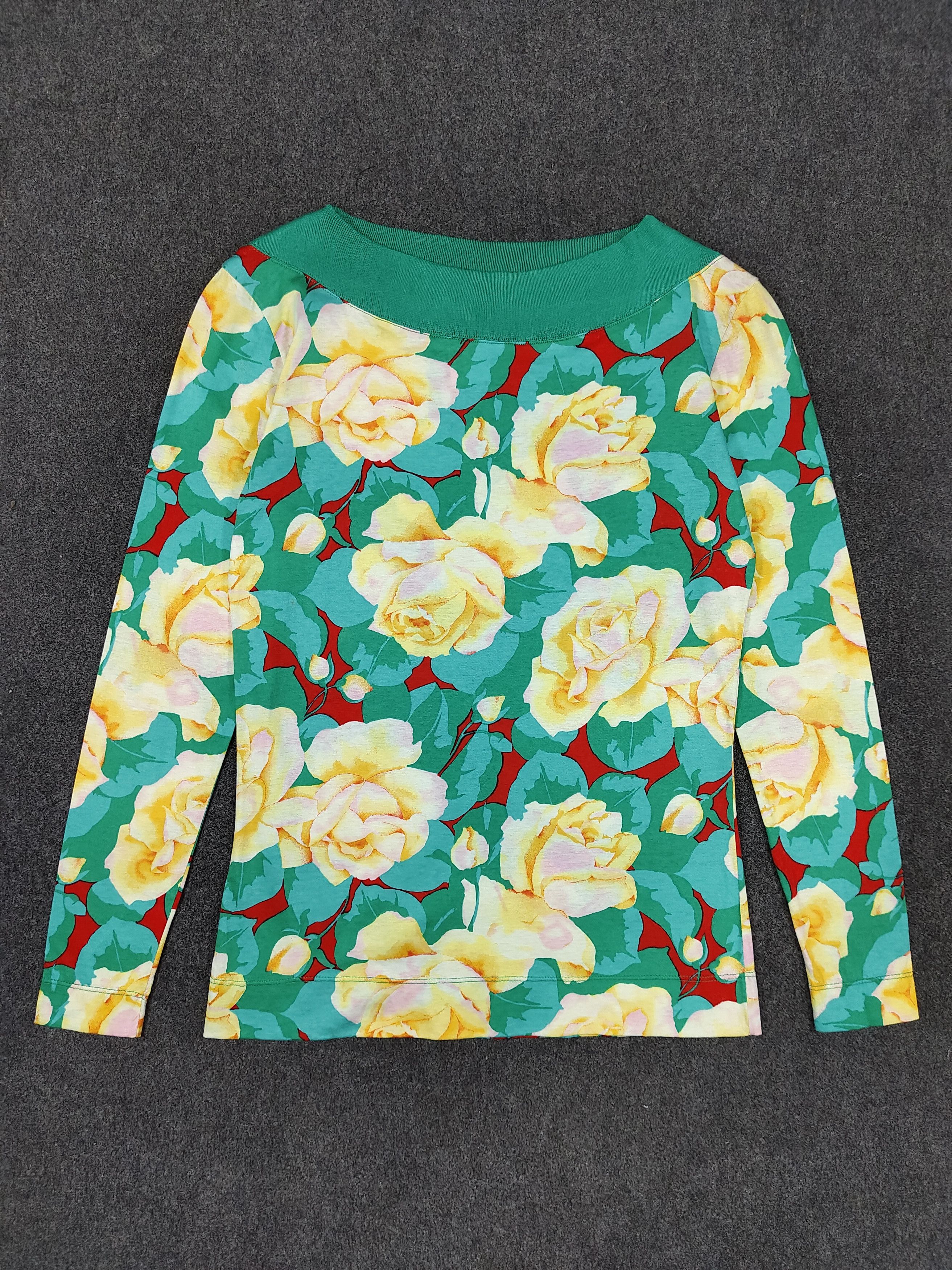 Gucci 80s Gucci- Archive Floral Rose Print Wide Round Neckline Top Size M / US 6-8 / IT 42-44 - 5 Thumbnail