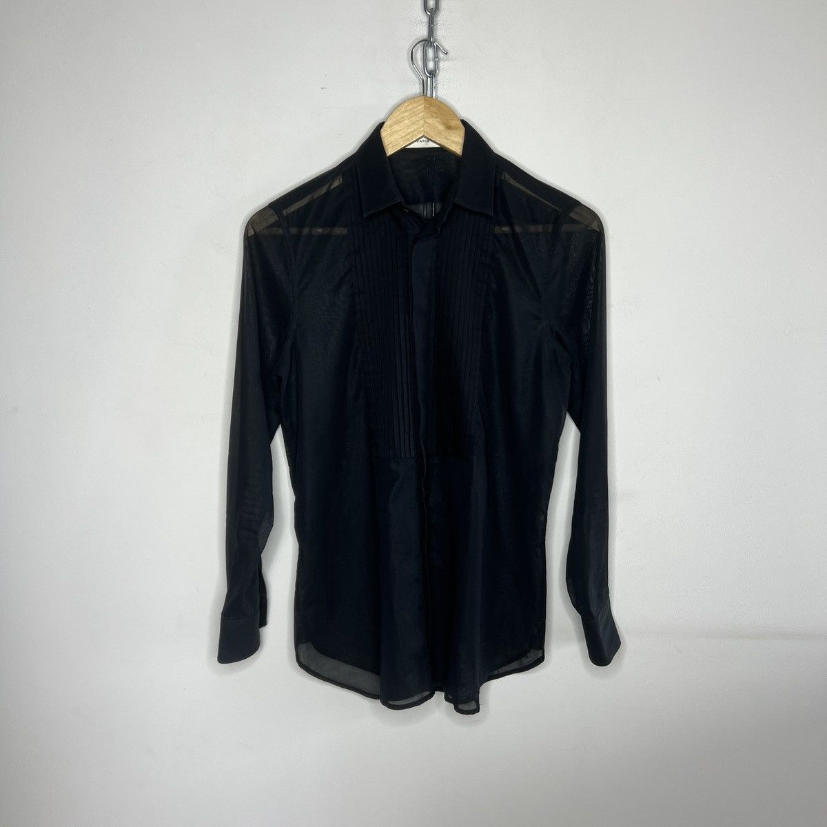 Saint Laurent Paris Saint Laurent Classic Black Transparent Shirt Avant Garde Size US S / EU 44-46 / 1 - 1 Thumbnail