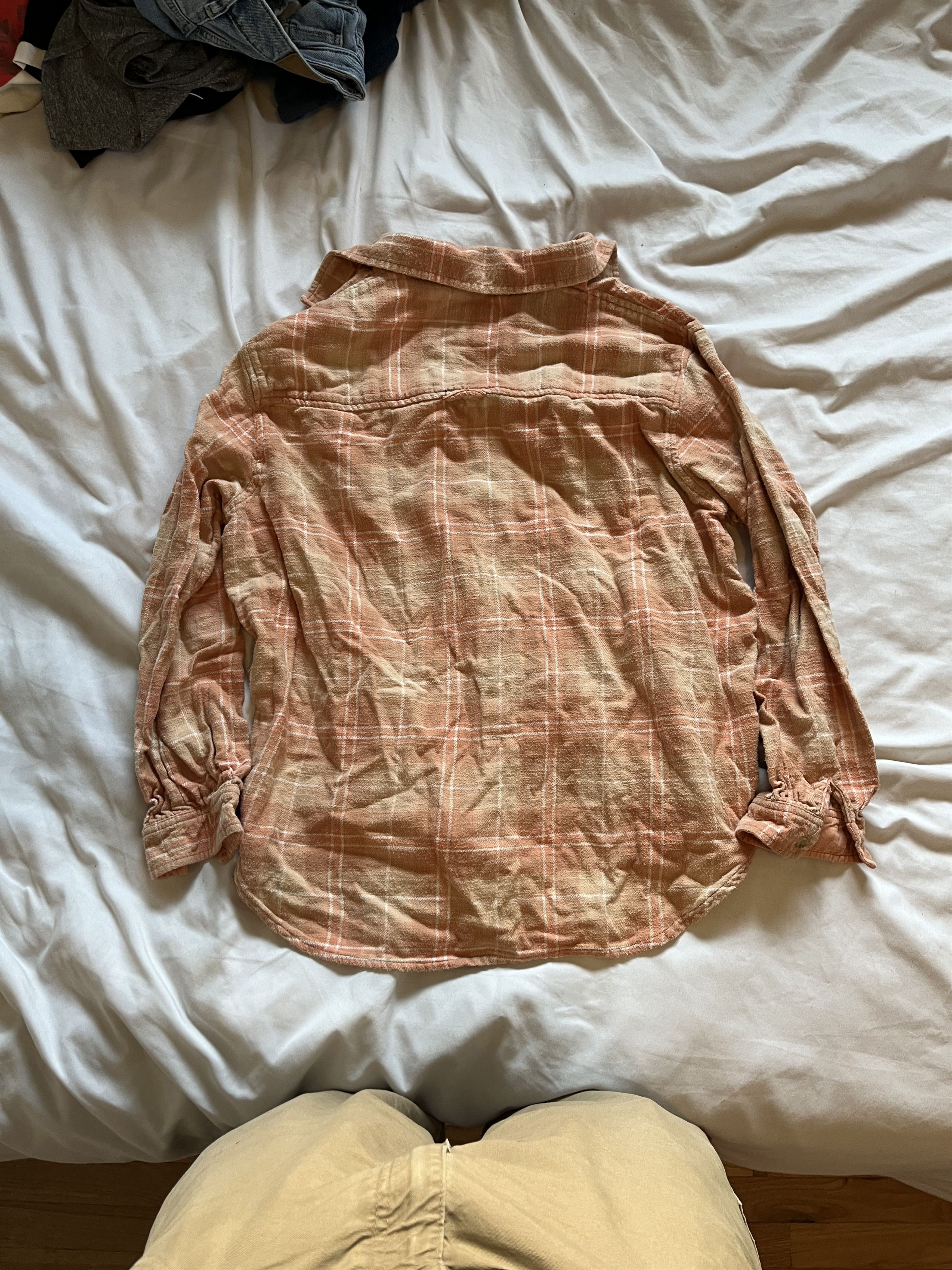 American Eagle Outfitters American Eagle Orange and White Flannel Shirt Size M / US 6-8 / IT 42-44 - 3 Thumbnail