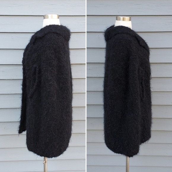 Designer × Vintage Vintage 80s Retro Faux Mongolian Persian Lamb Black Fur Cape Size ONE SIZE - 2 Thumbnail