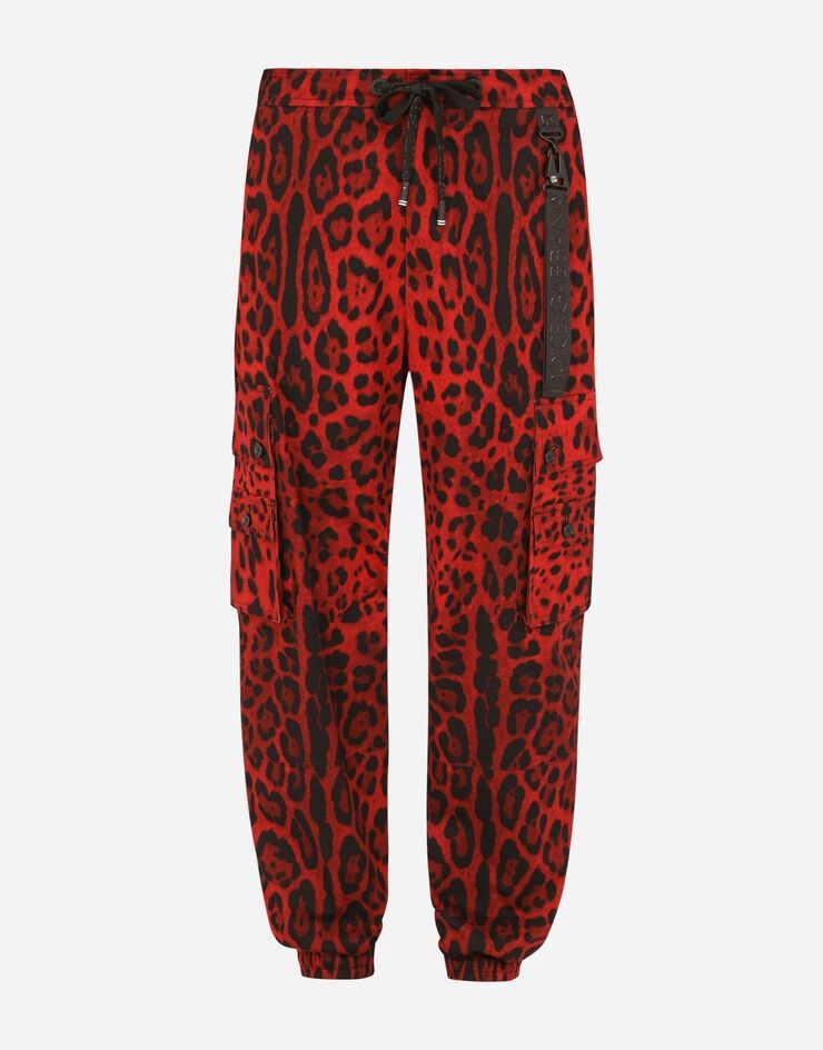Dolce & Gabbana o1y0125 Leopard Print Cargo Pant in Red/Black Size US 38 / EU 54 - 1 Thumbnail
