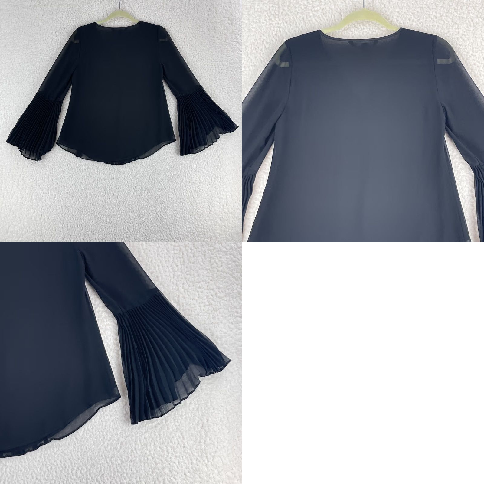 White House Black Market White House Black Market Shirt Womens Size 0 Pleated Chiffon Bell Sleeve Black Shirt Womens 0 Pleated Chiffon Bell Sleeve Black Size XS / US 0-2 / IT 36-38 - 9 Thumbnail