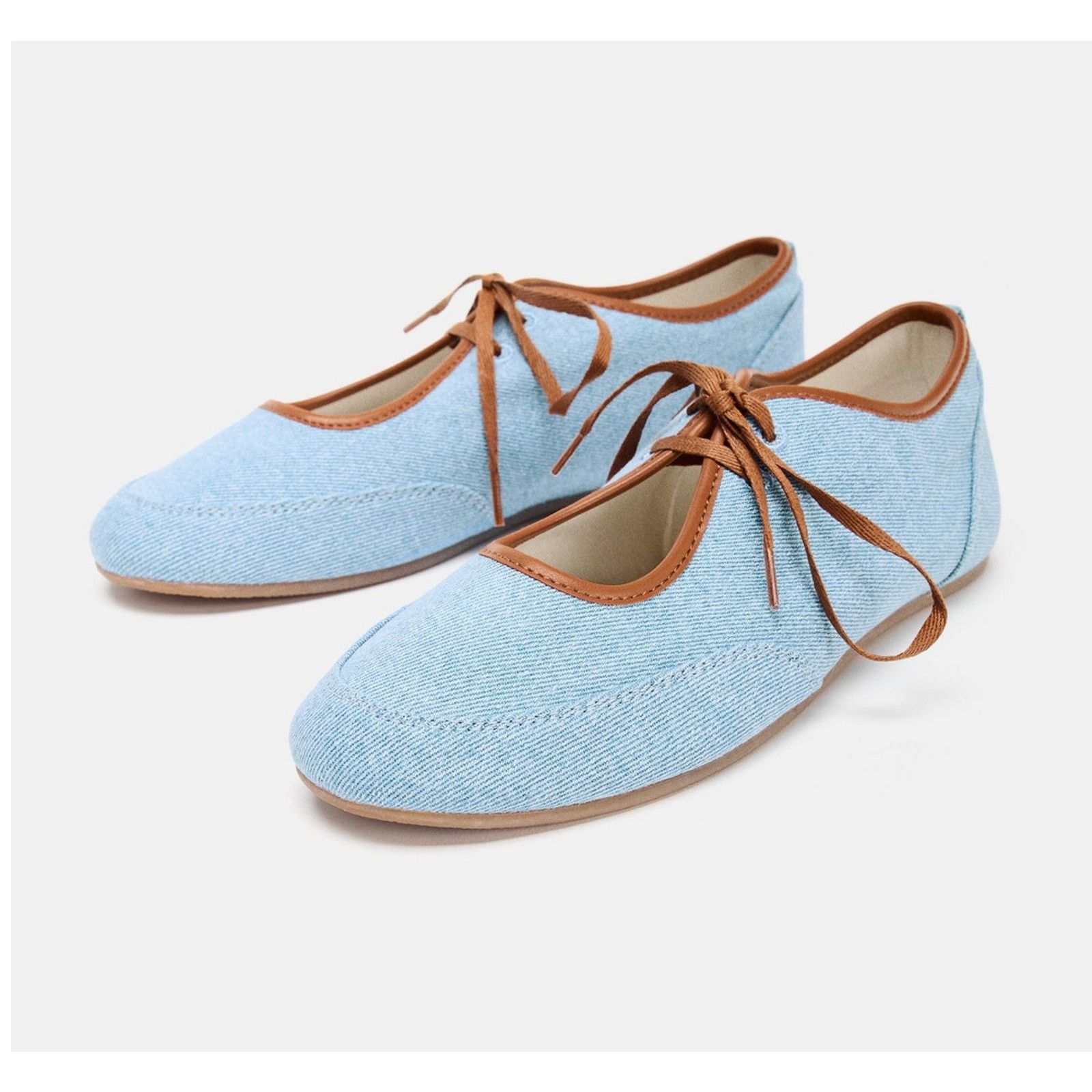 Zara ZARA Contrasting Ballet Flats NWT Size US 9 / IT 39 - 1 Thumbnail