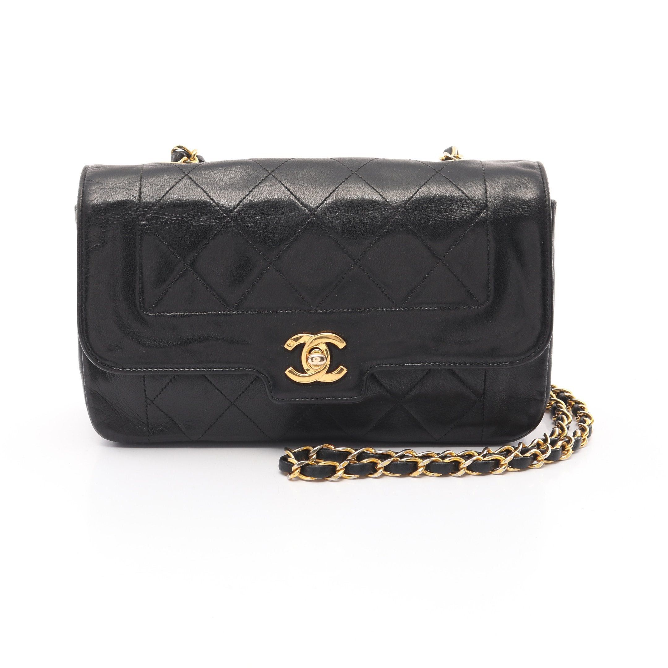 Chanel Chanel Matelasse Diana Flap Chain Shoulder Bag Lambskin Black Gold Hardware Size ONE SIZE - 1 Thumbnail