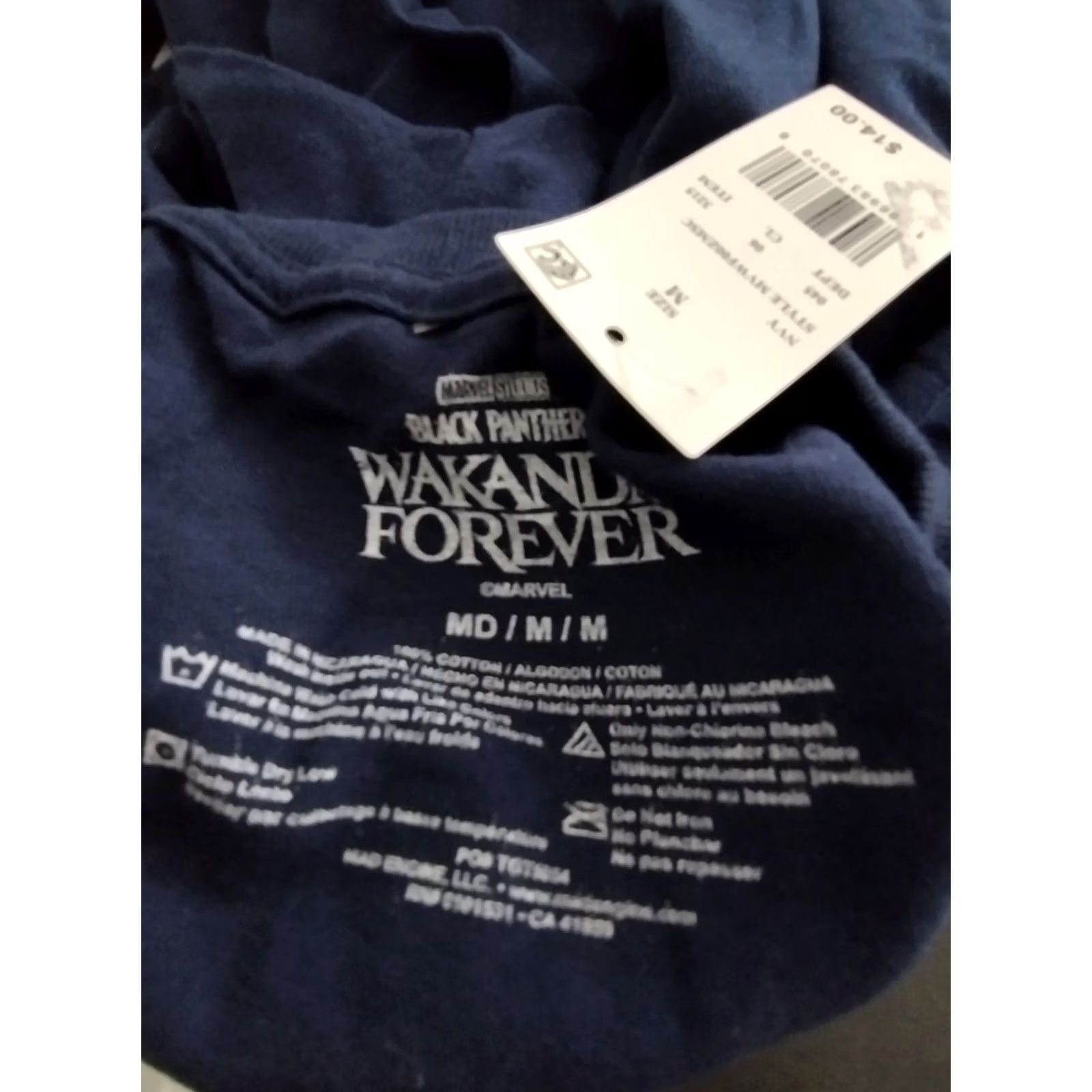 Vintage Marvel Mens Wakanda Forever T-Shirt Marvel Wakanda Forever T Shirt Men M Blue Cotton Shirt Logo Crew Neck All Seasons Black Panther Vintage No Size US M / EU 48-50 / 2 - 7 Thumbnail