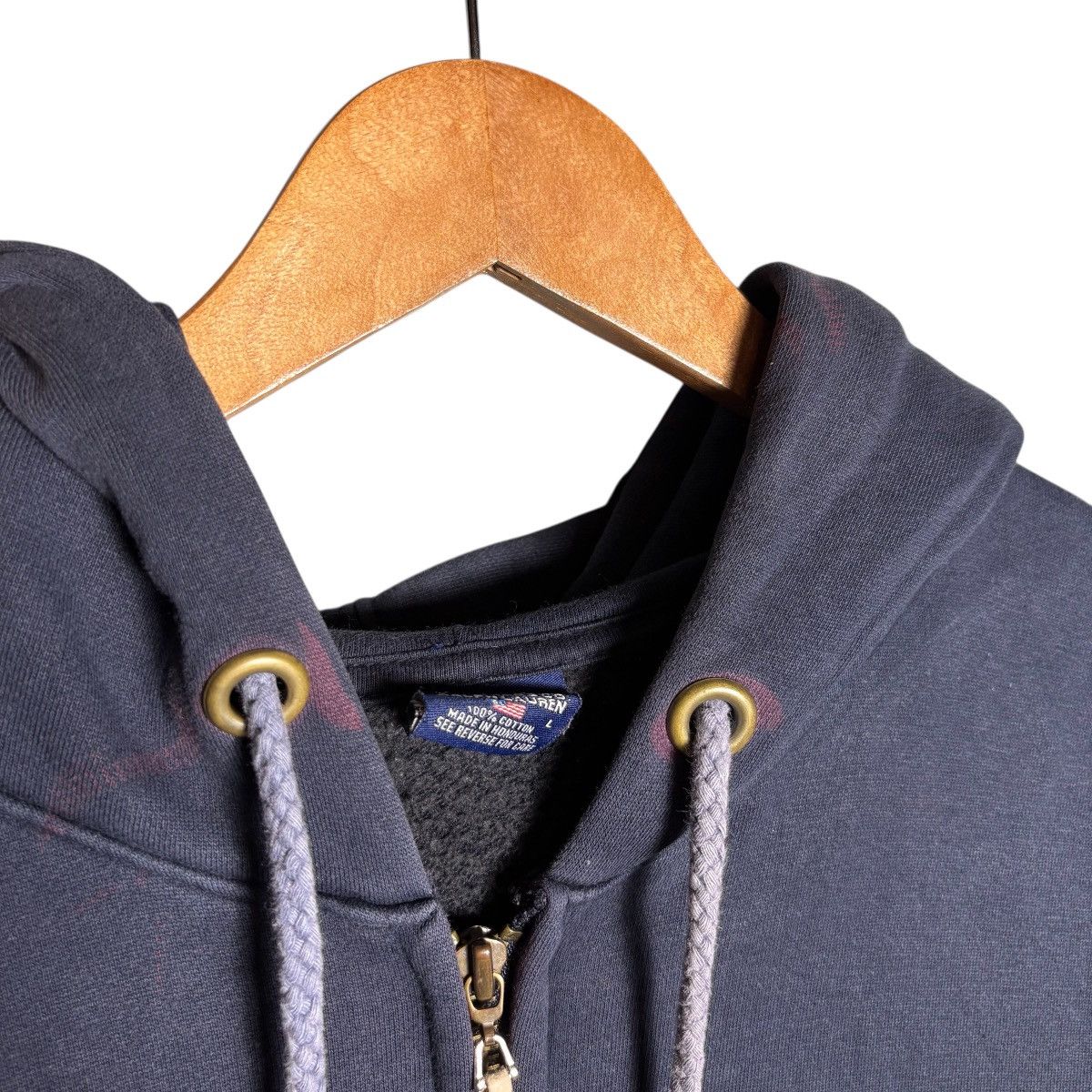 Polo Ralph Lauren Vintage 90s Polo Ralph Lauren Jeans Navy Distressed Hoodie Size US L / EU 52-54 / 3 - 6 Thumbnail