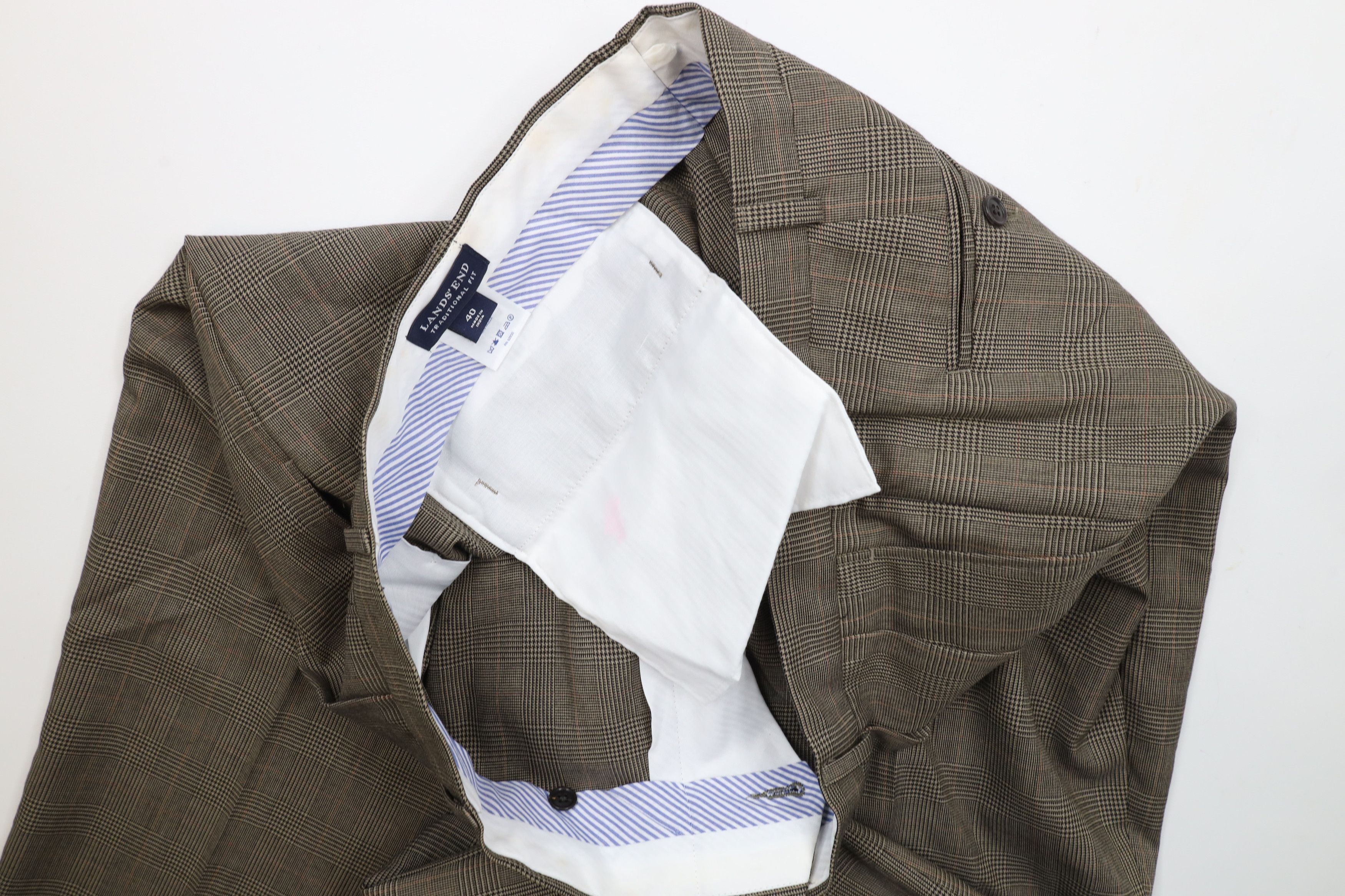 Lands' End × Vintage Vintage 90s Lands End Wide Leg Houndstooth Plaid Chino Pants Size US 40 / EU 56 - 8 Thumbnail