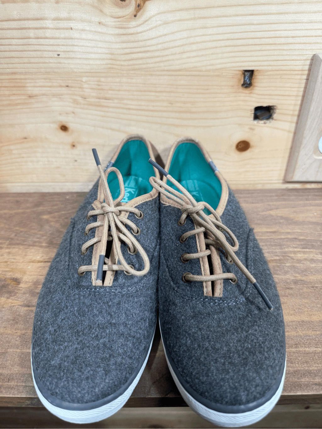 Keds Keds Champion Women's Size 8.5 Gray Wool Tan Piping Shoes Size US 8.5 / IT 38.5 - 3 Thumbnail