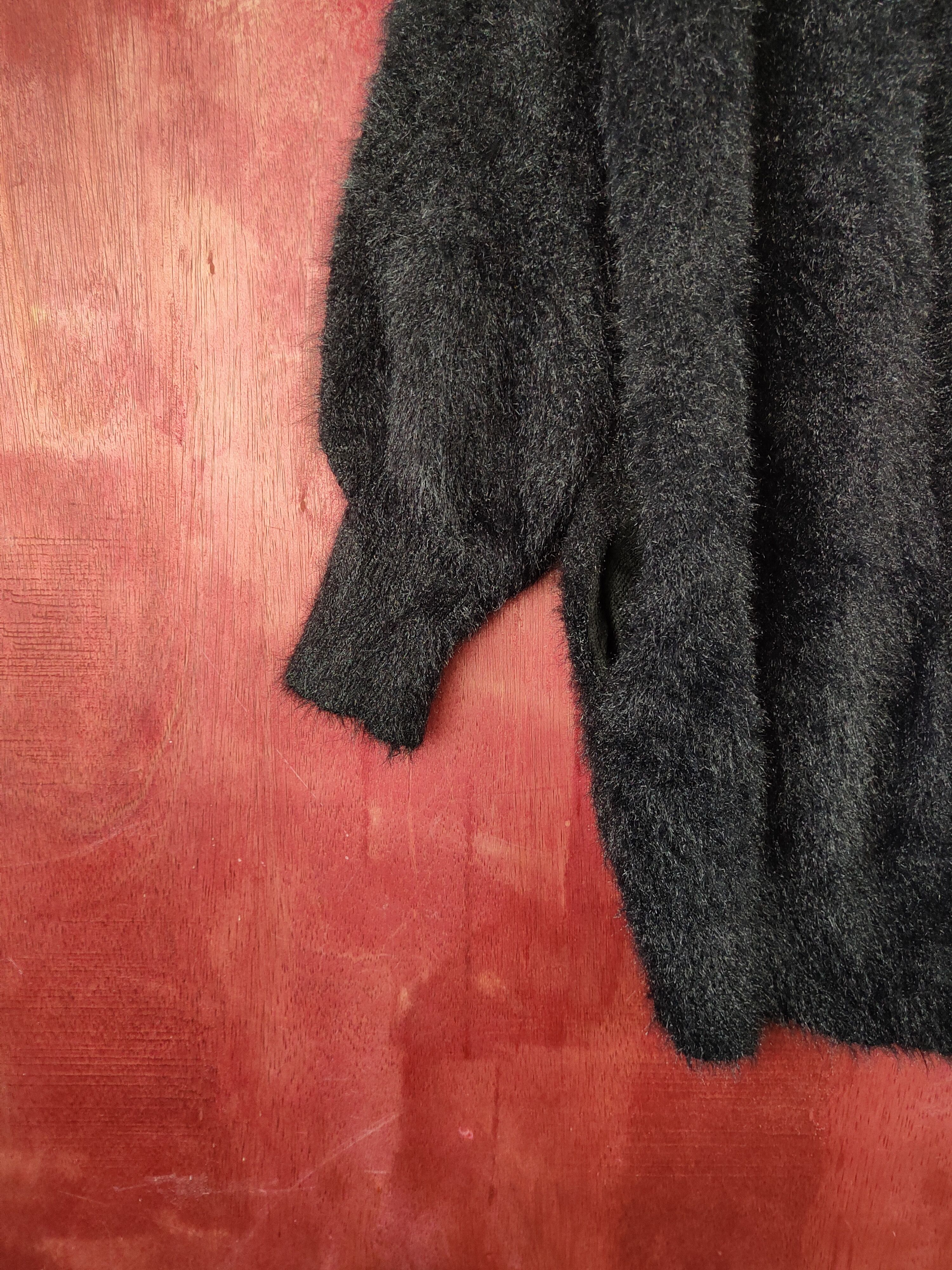 Aran Isles Knitwear GU Black Shag Shaggy Fur Mohair Knitwear Cardigan #S1904 Size L / US 10 / IT 46 - 4 Thumbnail