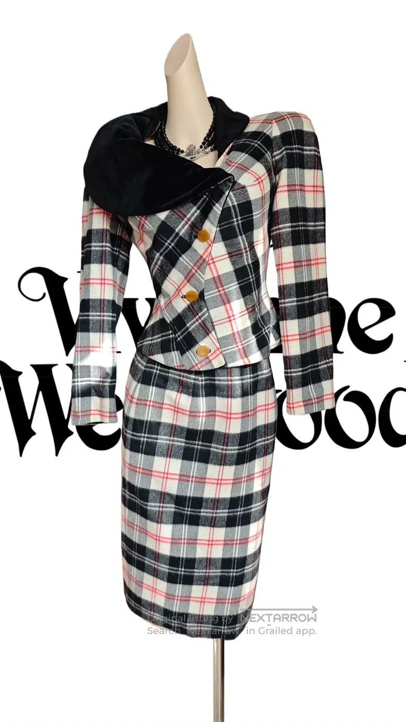 Vivienne Westwood Vivienne Westwood Black and White Plaid Velvet Suit Size S / US 4 / IT 40 - 2 Thumbnail