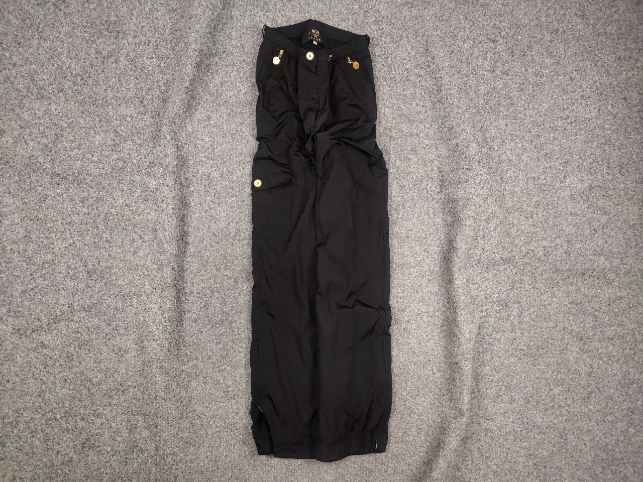 MCM Vintage MCM Sports Nylon Black wide casual Zip Trouser pants Size 26" / US 2 / IT 38 - 1 Thumbnail