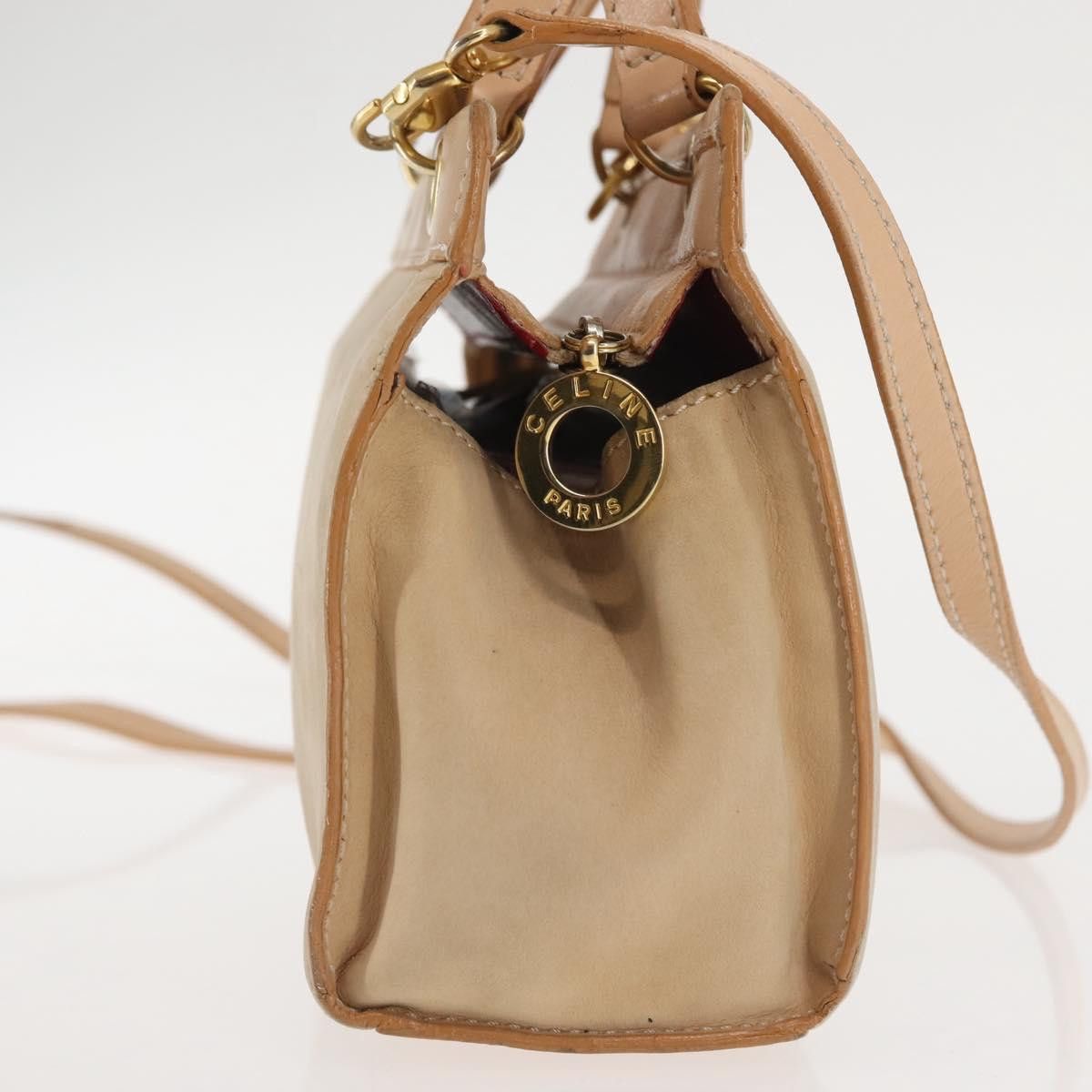 Celine CELINE Shoulder Bag Suede Leather Beige Gold Size ONE SIZE - 5 Thumbnail
