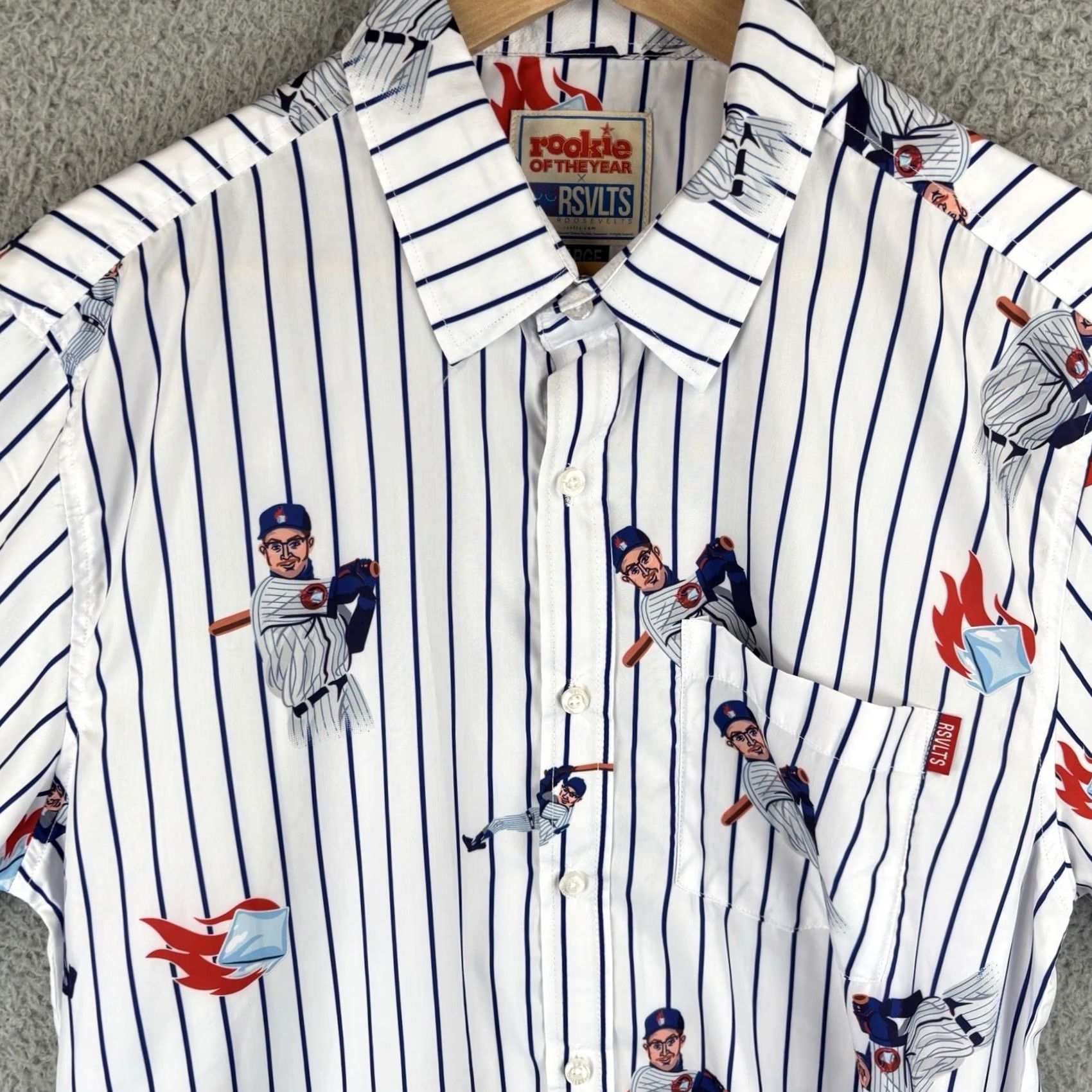 Gloverall RSVLTS Shirt Mens L Rookie Of The Year Pinstripe White Button Down All Over Size US L / EU 52-54 / 3 - 2 Thumbnail