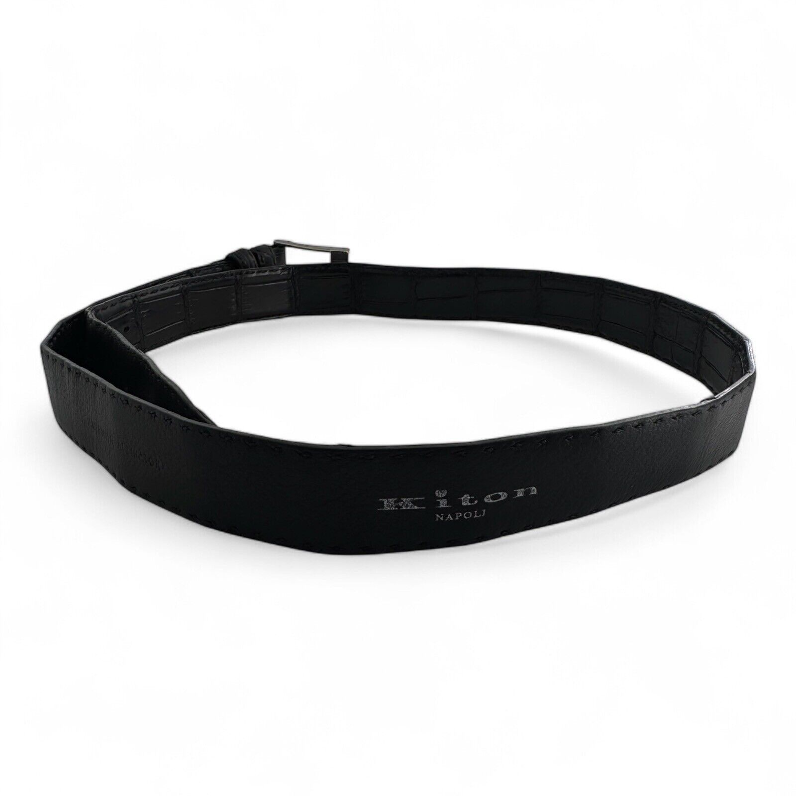 Kiton Kiton Napoli Black Leather Crocodile Belt Men's sz 46 $1900 Size 46 - 6 Thumbnail